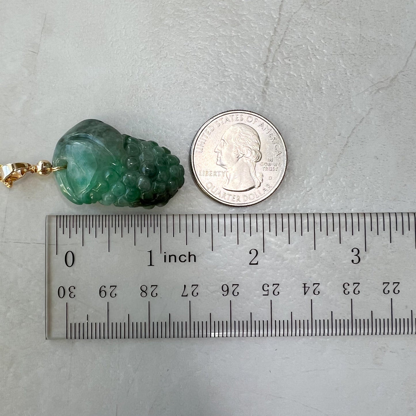 Green Jade Grape, Gold Plated, Jadeite Jade, Hand Carved Pendant Necklace, FCSG-0921-1647035832 - AriaDesignCollection