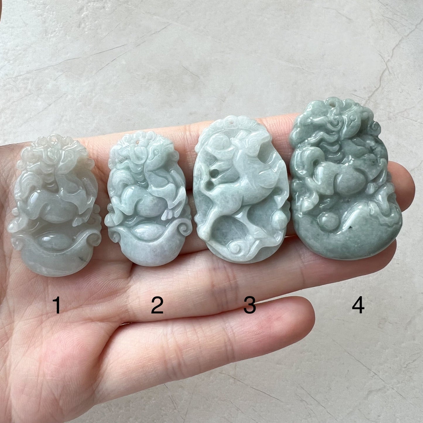Horse Jade Jadeite Chinese Zodiac Carved Pendant Necklace, YW-0110-1646802309 - AriaDesignCollection