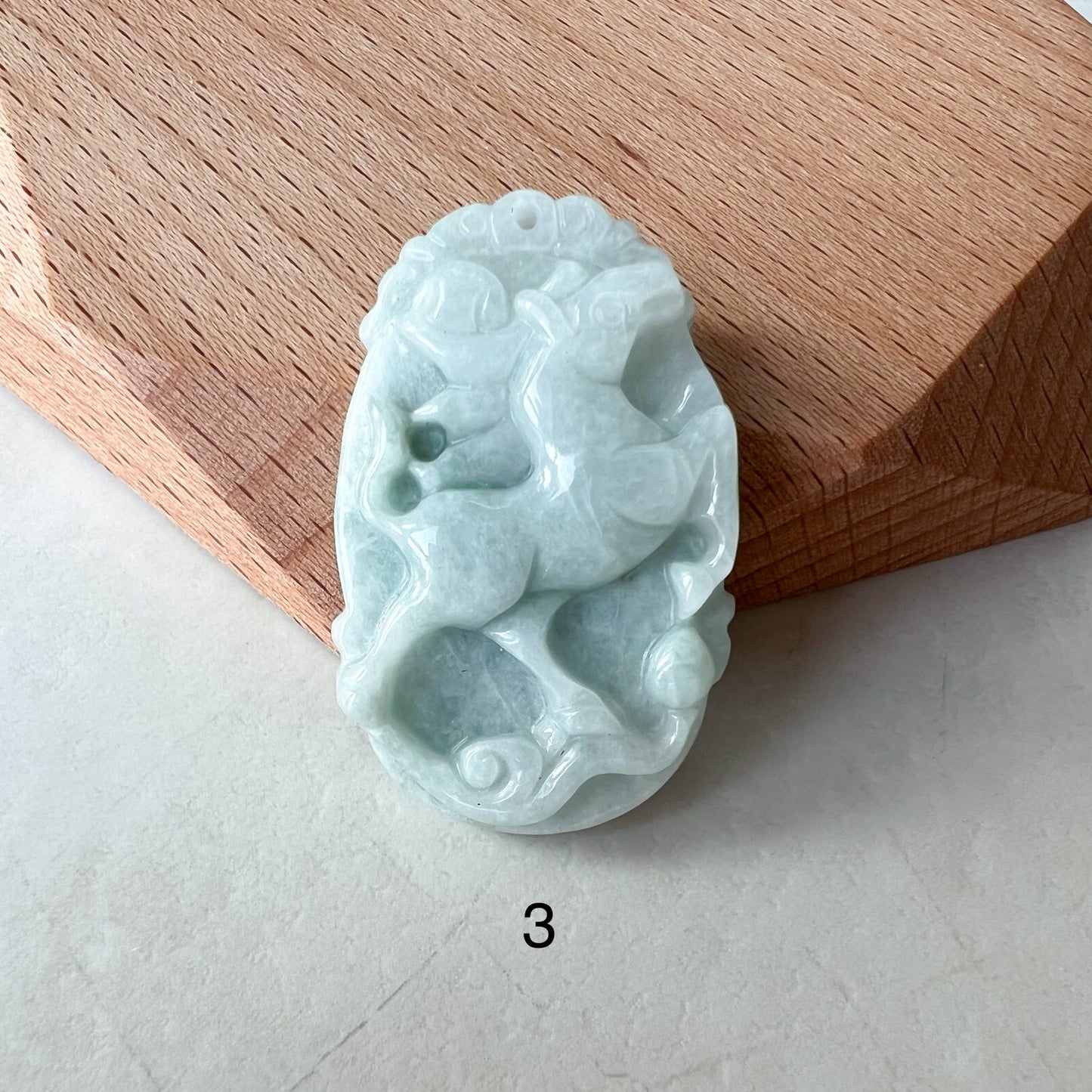 Horse Jade Jadeite Chinese Zodiac Carved Pendant Necklace, YW-0110-1646802309 - AriaDesignCollection