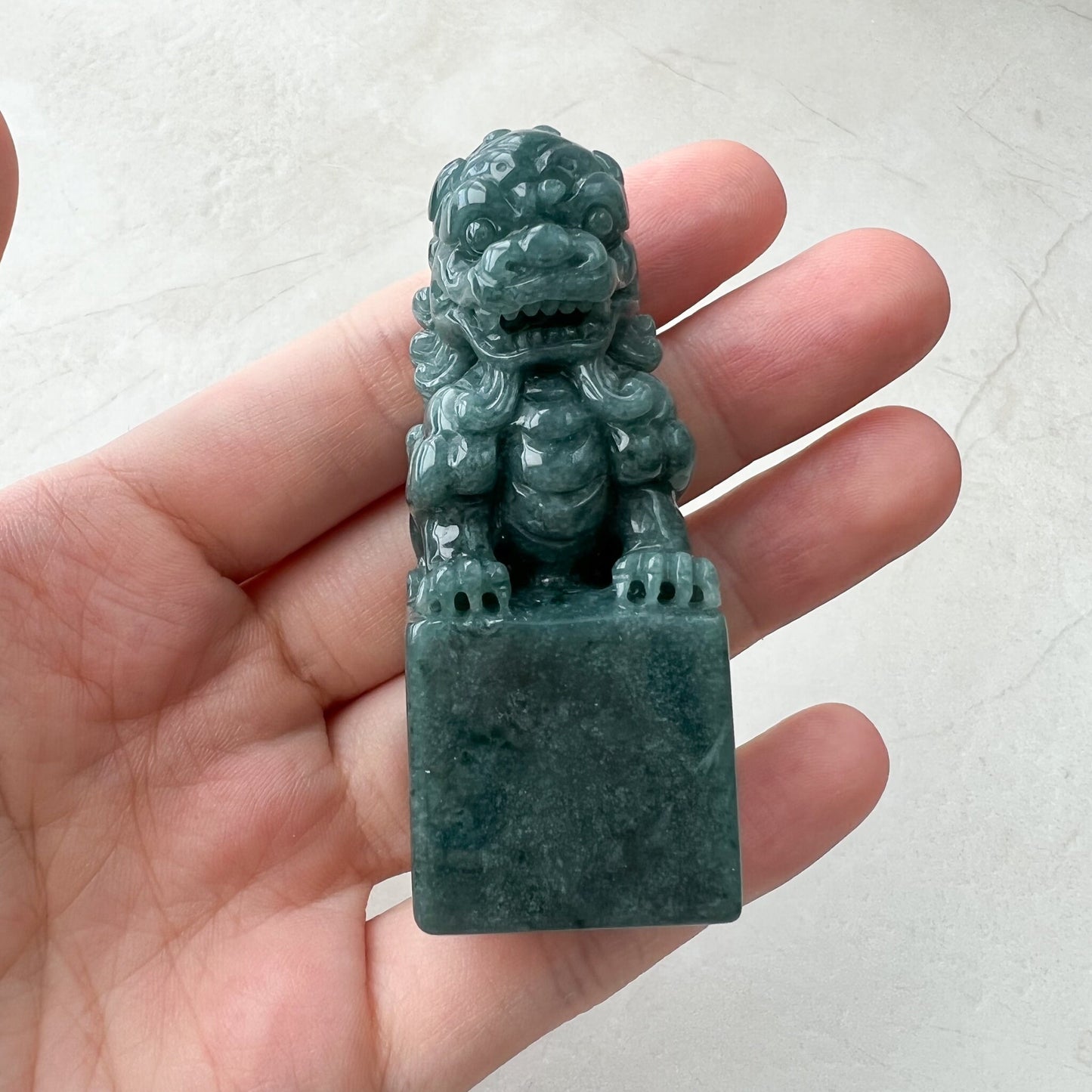 Jadeite Jade Lion, Foo Dog, Chinese Guardian Lion, Chinese Hand Carved Statue, Figurine, Display, Decoration, Green Jade,ZYF-1221-1646801224 - AriaDesignCollection
