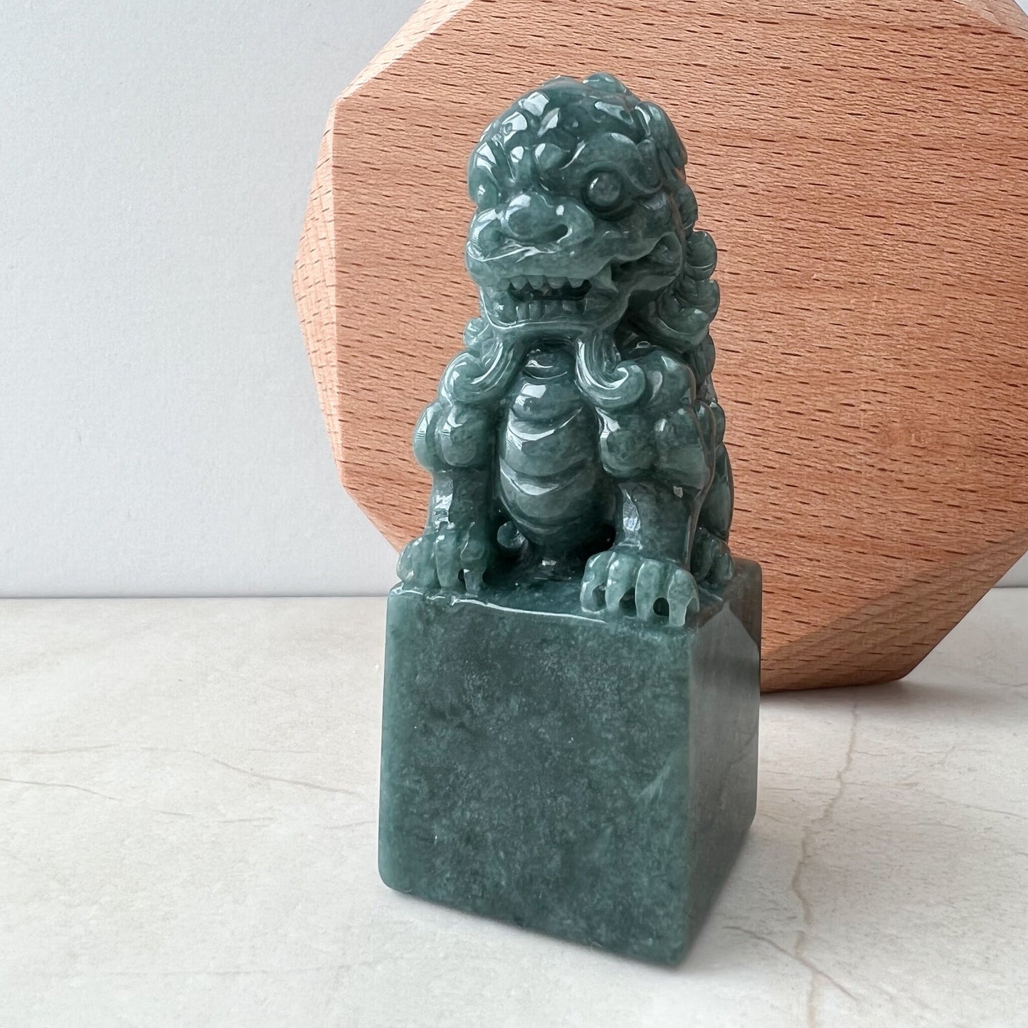 Jadeite Jade Lion, Foo Dog, Chinese Guardian Lion, Chinese Hand Carved Statue, Figurine, Display, Decoration, Green Jade,ZYF-1221-1646801224 - AriaDesignCollection