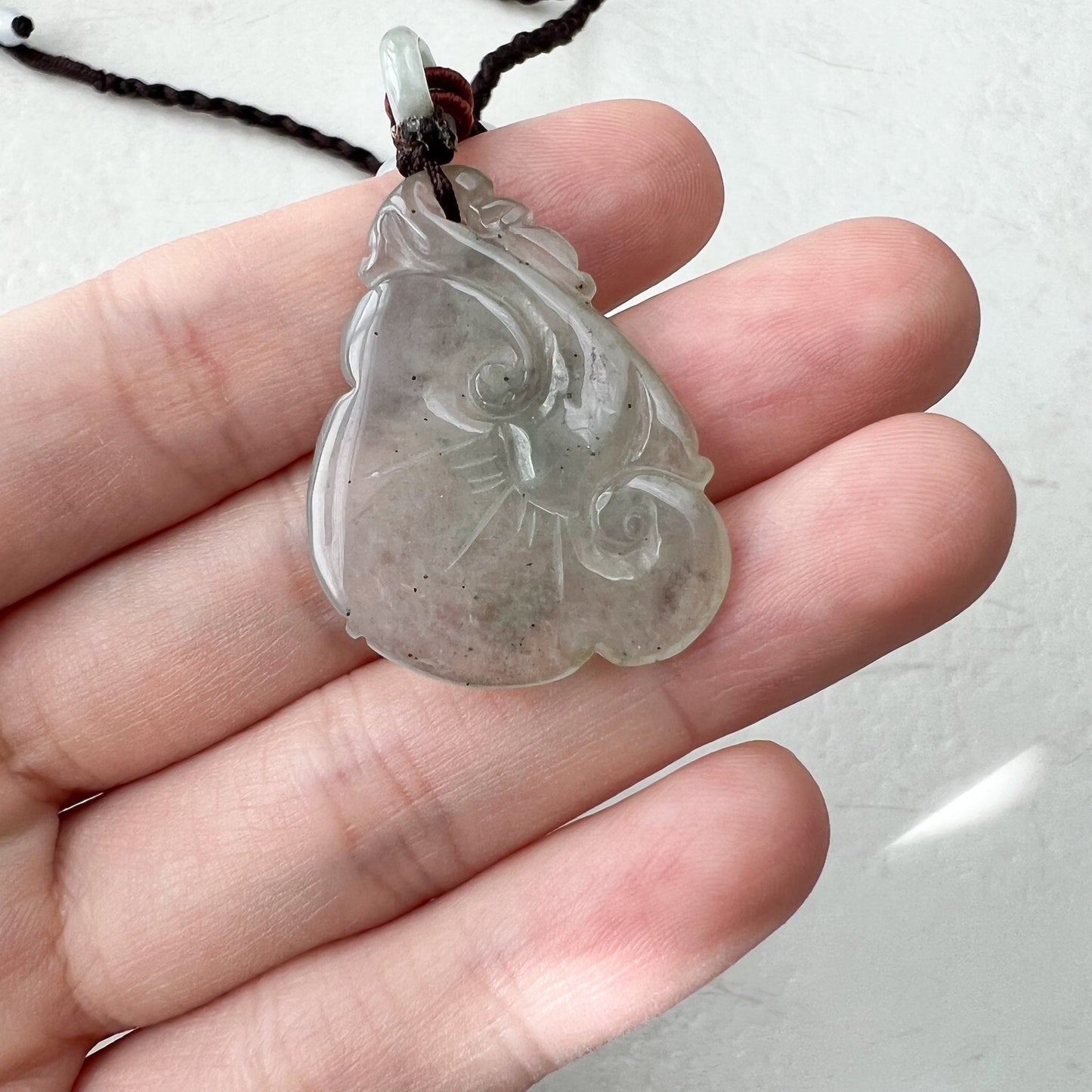 Jade Ruyi, Lucky Pendant, Icy Jadeite Jade Translucent Hand Carved Necklace, YW-0110-1646979591 - AriaDesignCollection
