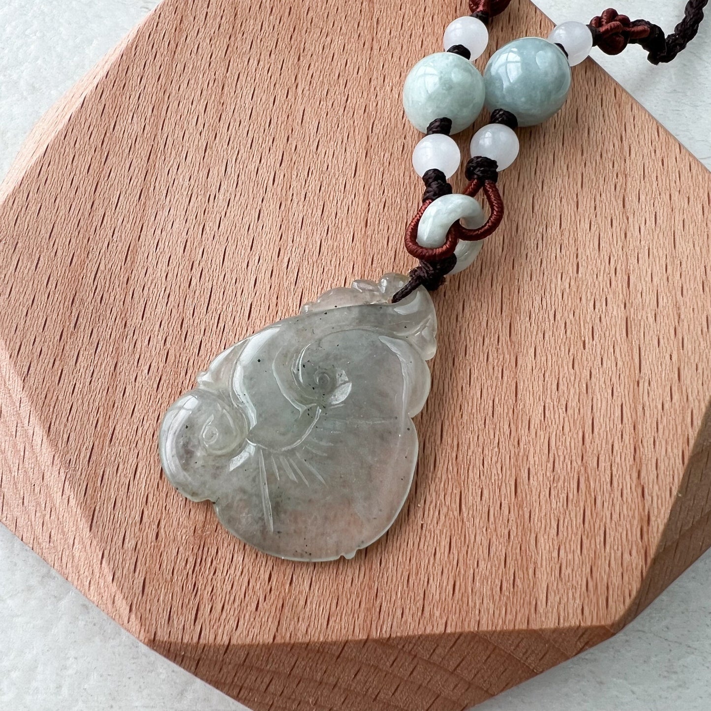 Jade Ruyi, Lucky Pendant, Icy Jadeite Jade Translucent Hand Carved Necklace, YW-0110-1646979591 - AriaDesignCollection