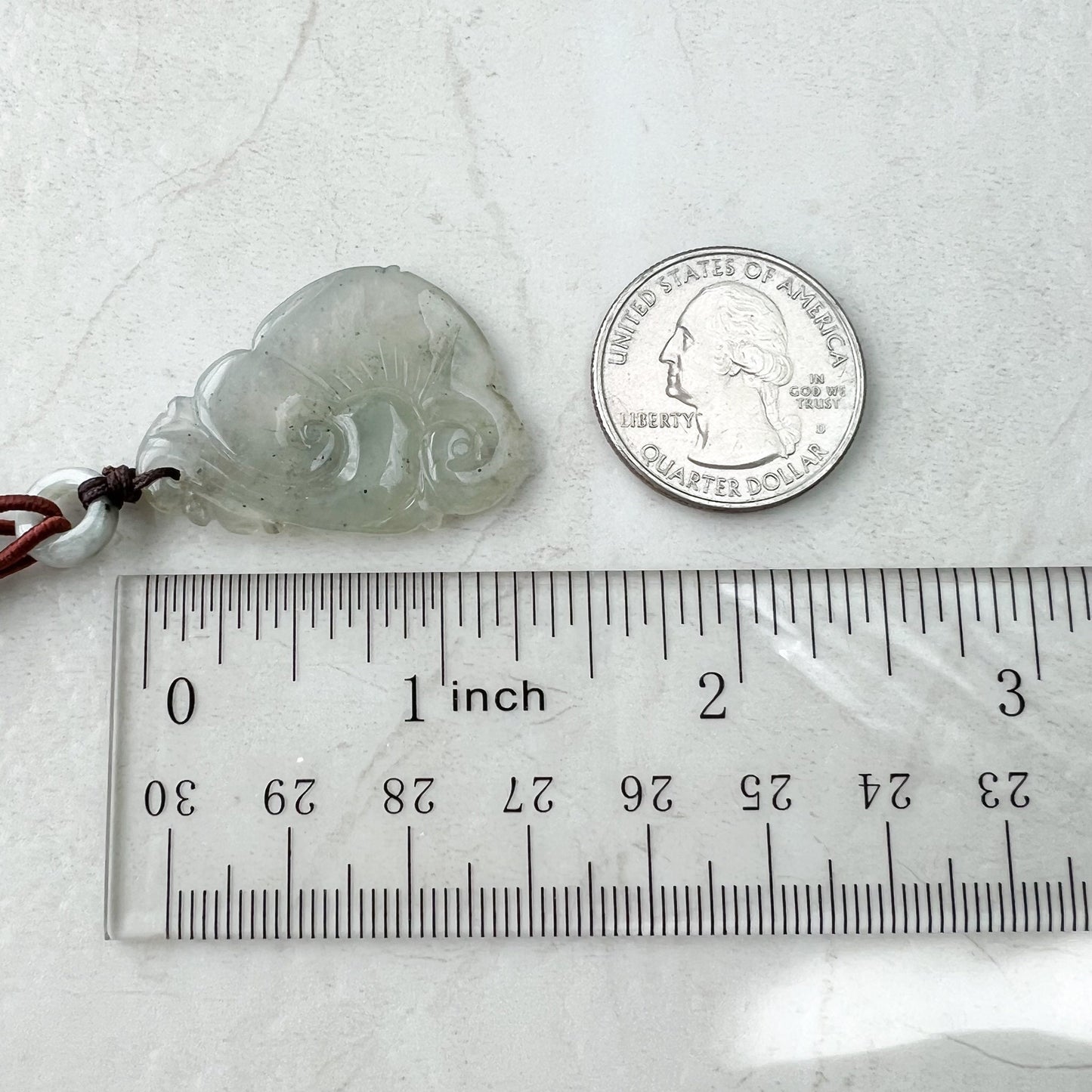 Jade Ruyi, Lucky Pendant, Icy Jadeite Jade Translucent Hand Carved Necklace, YW-0110-1646979591 - AriaDesignCollection