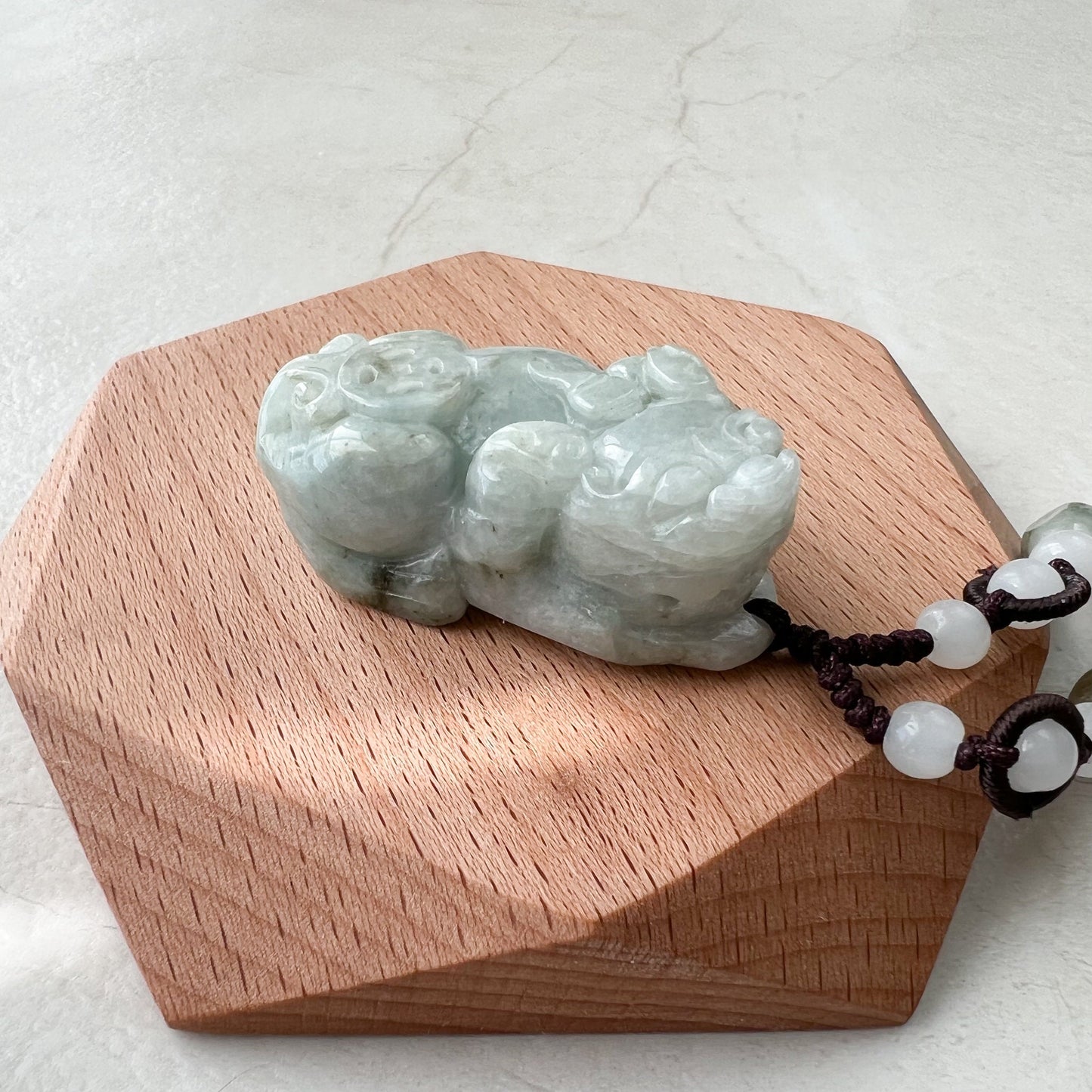 Large Jadeite Jade Dragon Pixiu Dragon Chinese Carved Pendant, YW-0110-1646980562 - AriaDesignCollection