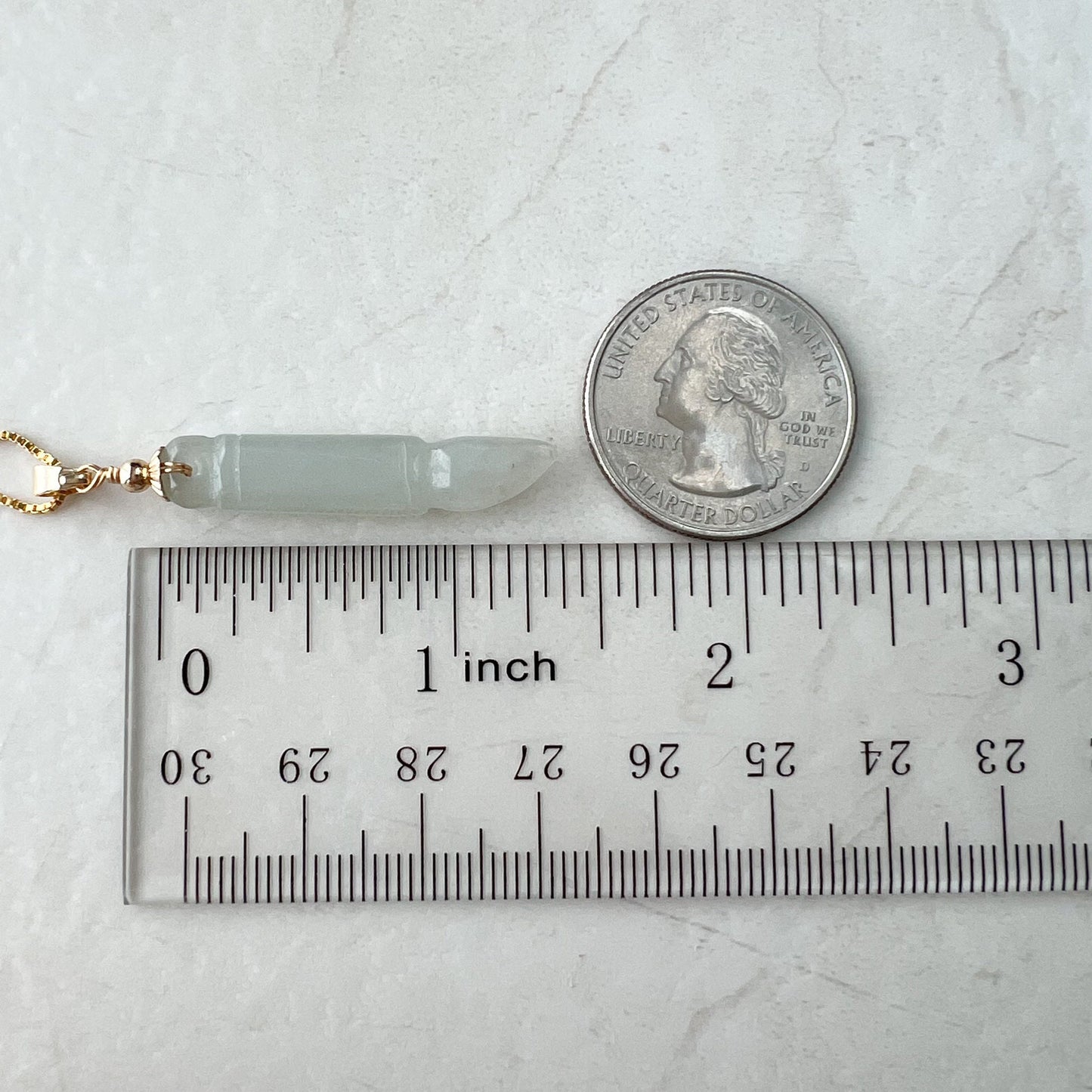 Icy Translucent Jade Paint Brush Pendant, Jadeite Jade, Gold Plated Hand Carved Pendant Necklace, XY-1221-1646759515 - AriaDesignCollection