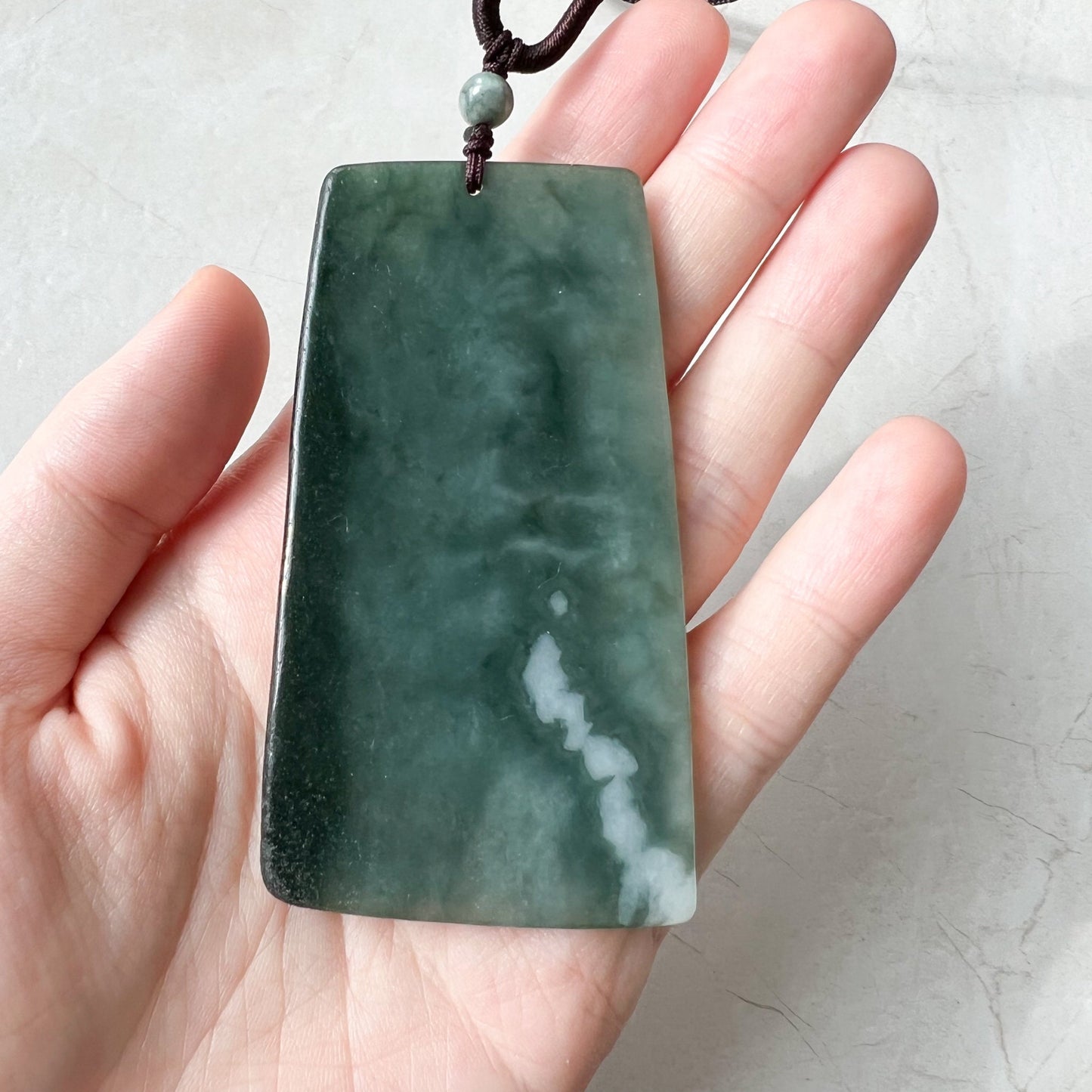 Large Green Jadeite Jade Guan Yu Guan Gong Carved Pendant Necklace, YJ-0621-0244293 - AriaDesignCollection