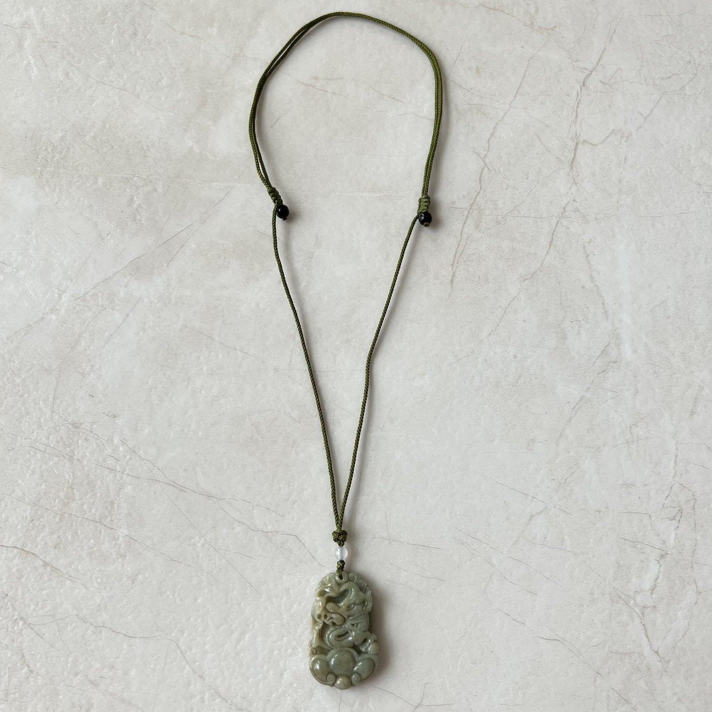 Jadeite Jade Dragon Chinese Zodiac Carved Pendant Necklace, YW-0110-1646605491 - AriaDesignCollection