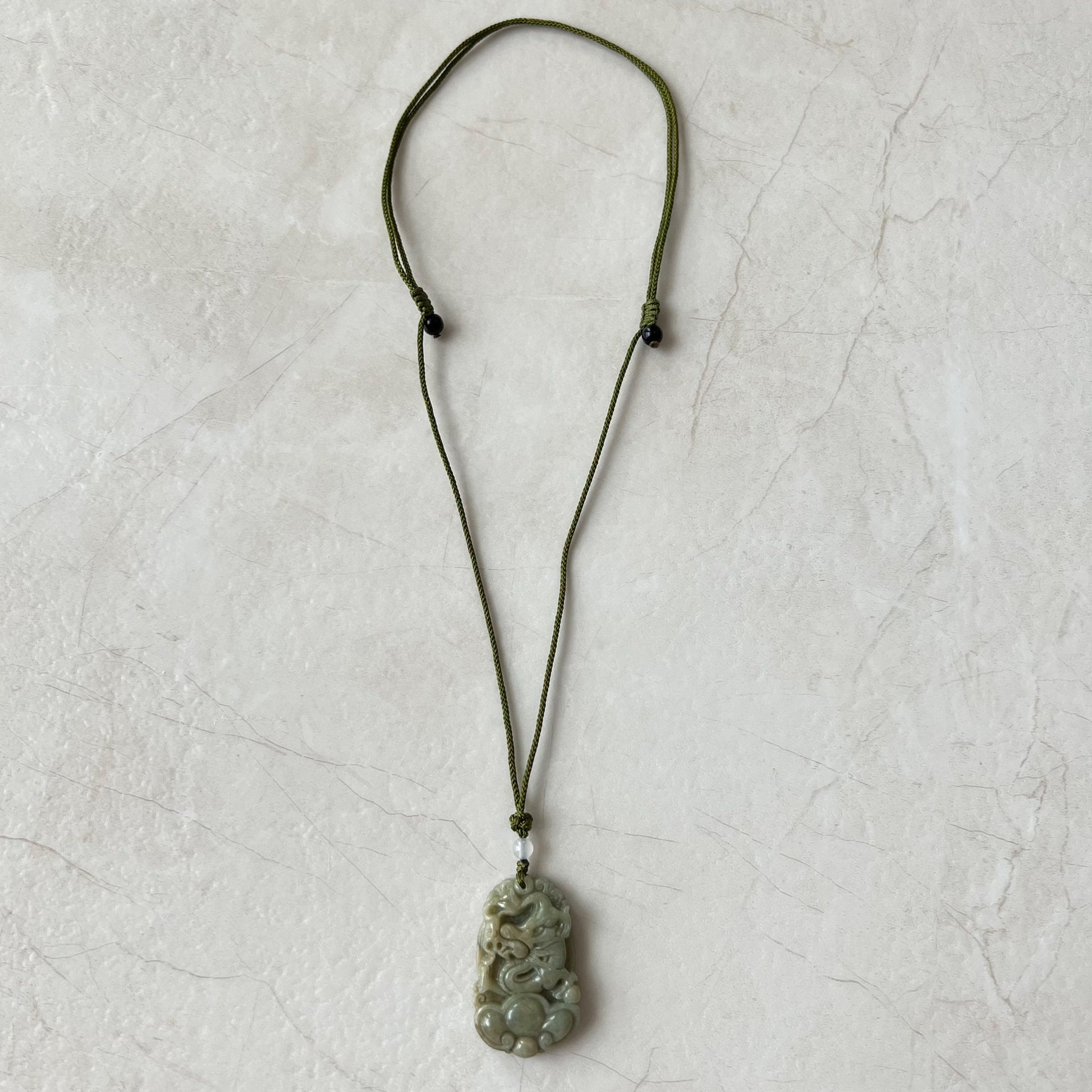 Jadeite Jade Dragon Chinese Zodiac Carved Pendant Necklace, YW-0110-1646605491 - AriaDesignCollection