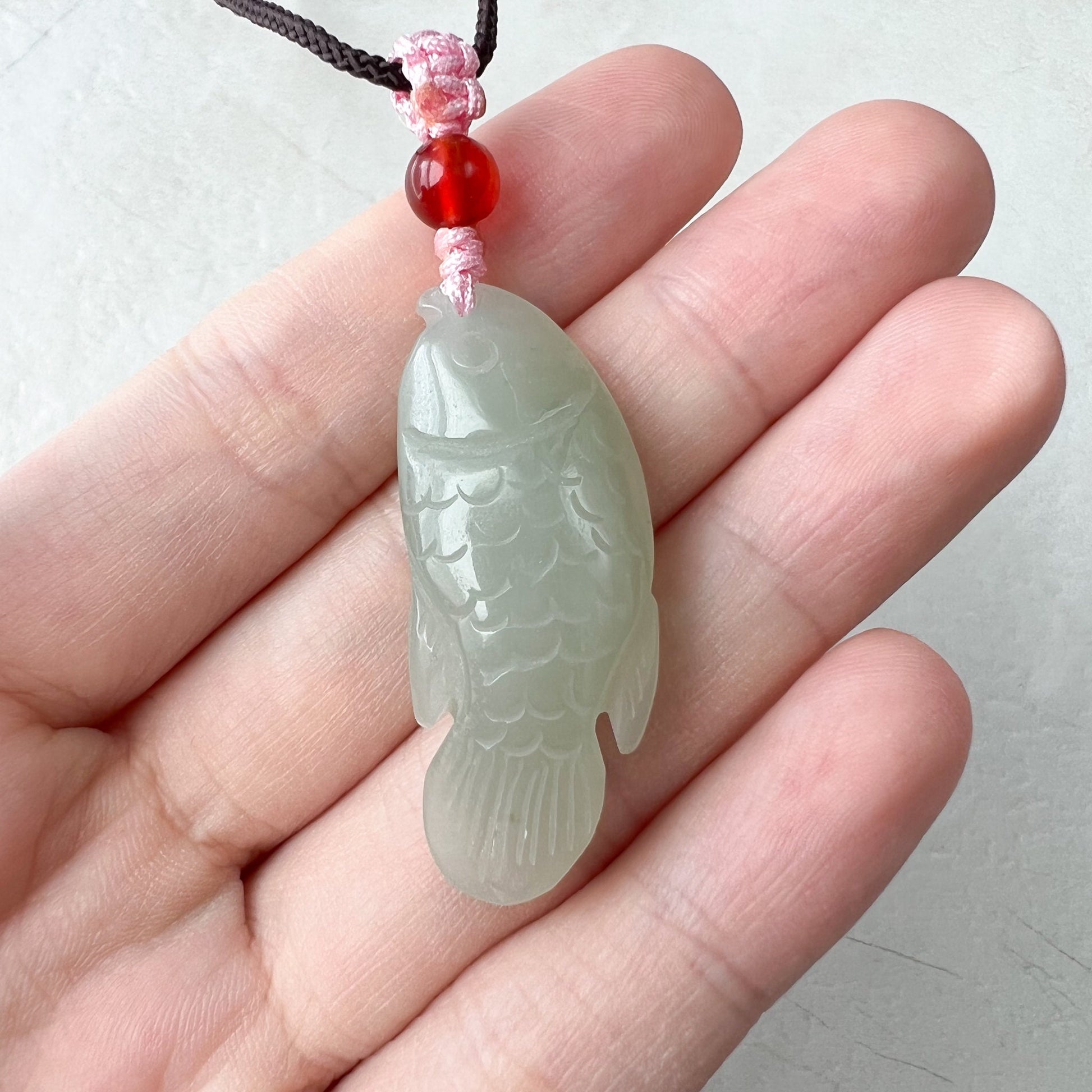 Nephrite Jade Fish Chinese Hand Carved Pendant, XQ-1221-1646855489 - AriaDesignCollection