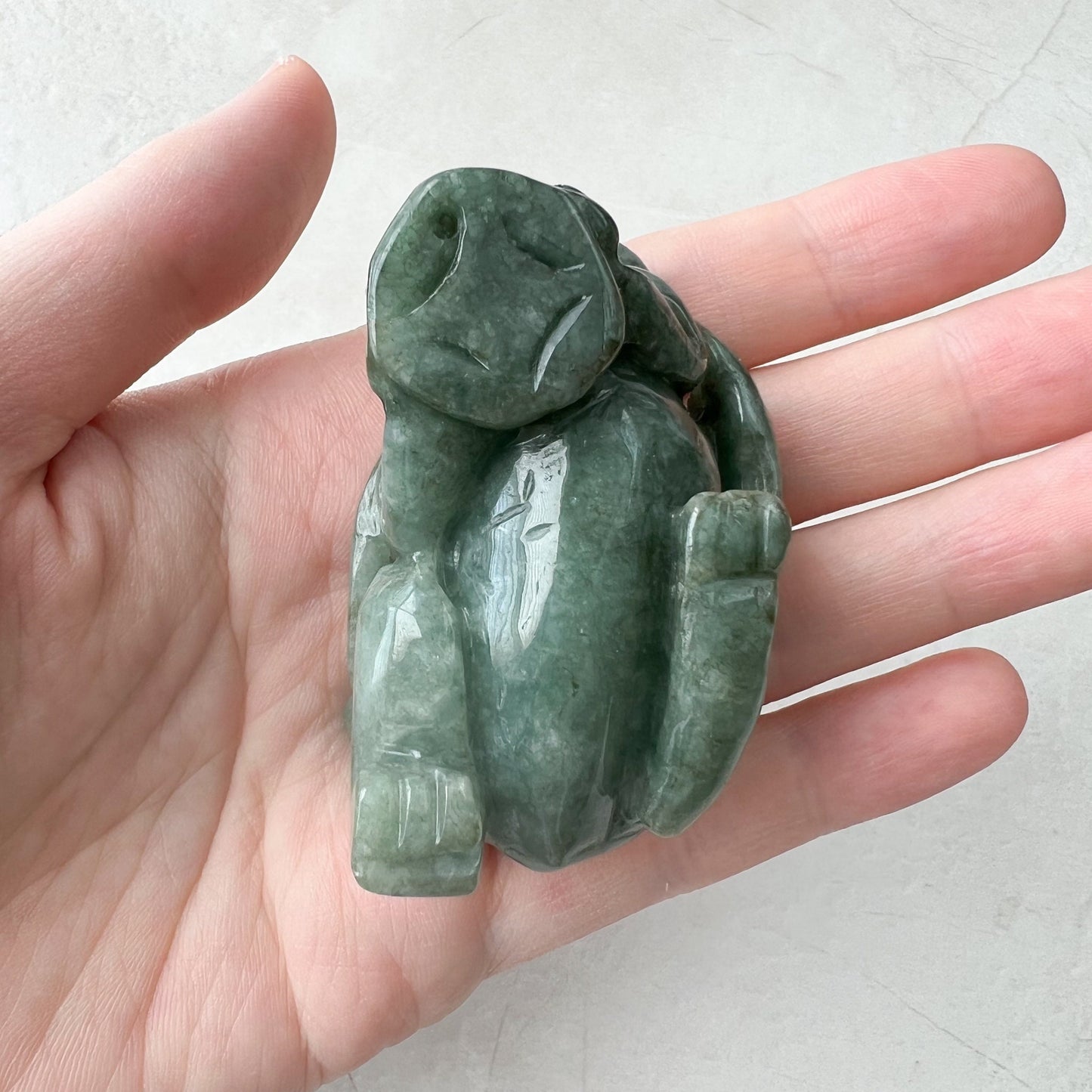 Jadeite Jade Winged Pixiu Pi Xiu Dragon Lion, Chinese Hand Carved Statue, Figurine, Display, Decoration, Green Jade, YJ-1221-0252055 - AriaDesignCollection