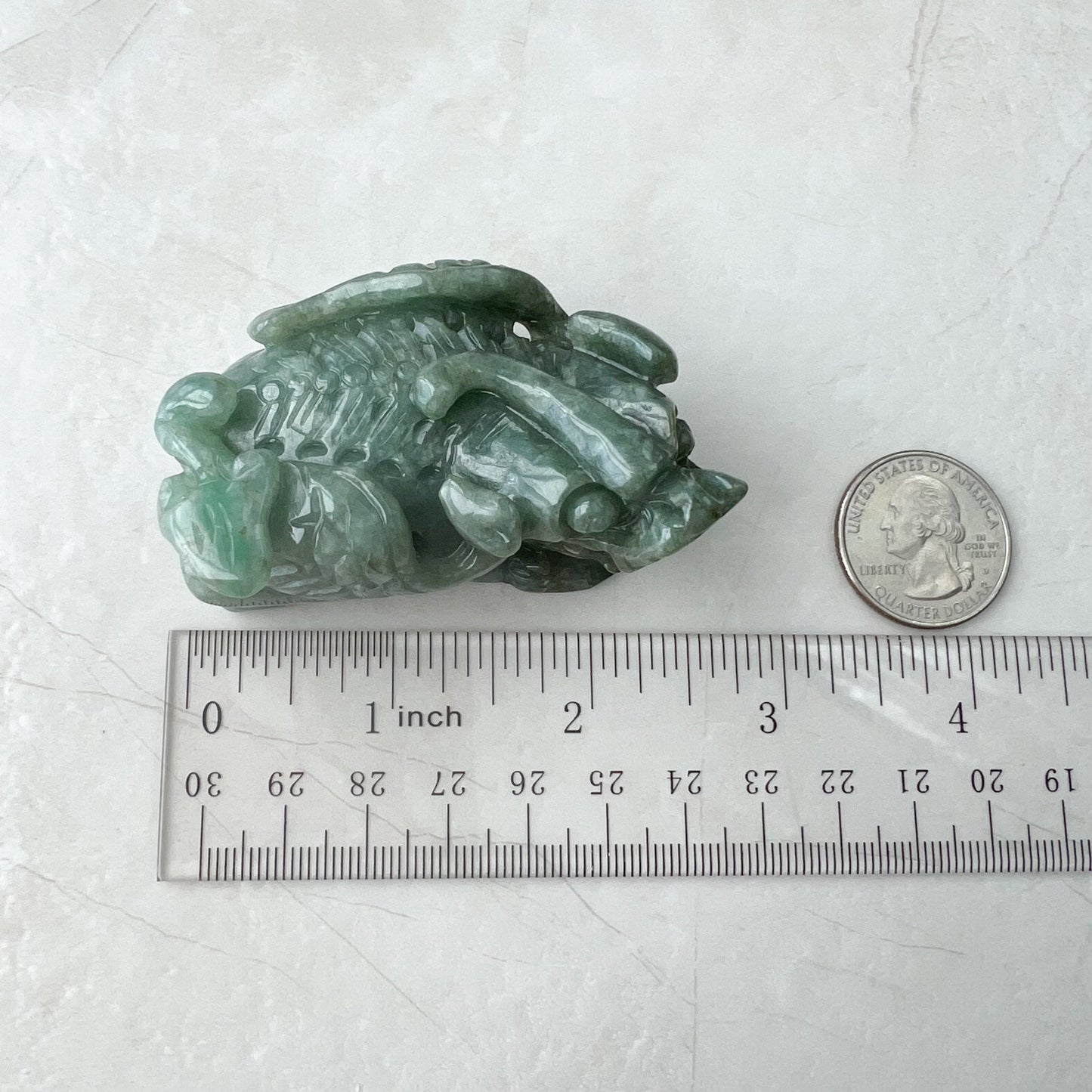 Jadeite Jade Winged Pixiu Pi Xiu Dragon Lion, Chinese Hand Carved Statue, Figurine, Display, Decoration, Green Jade, YJ-1221-0252055 - AriaDesignCollection