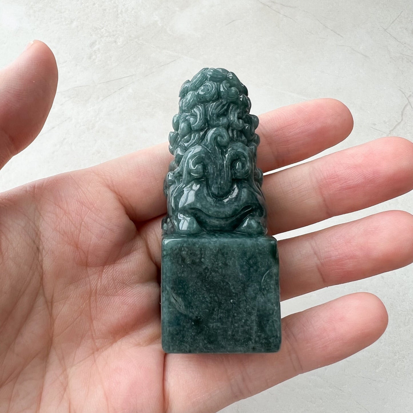 Jadeite Jade Lion, Foo Dog, Chinese Guardian Lion, Chinese Hand Carved Statue, Figurine, Display, Decoration, Green Jade,ZYF-1221-1646801224 - AriaDesignCollection