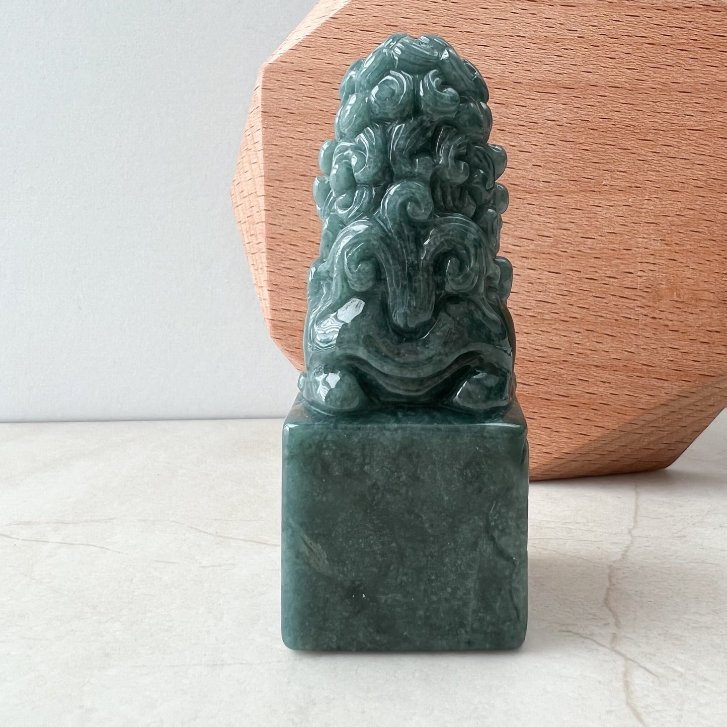Jadeite Jade Lion, Foo Dog, Chinese Guardian Lion, Chinese Hand Carved Statue, Figurine, Display, Decoration, Green Jade,ZYF-1221-1646801224 - AriaDesignCollection