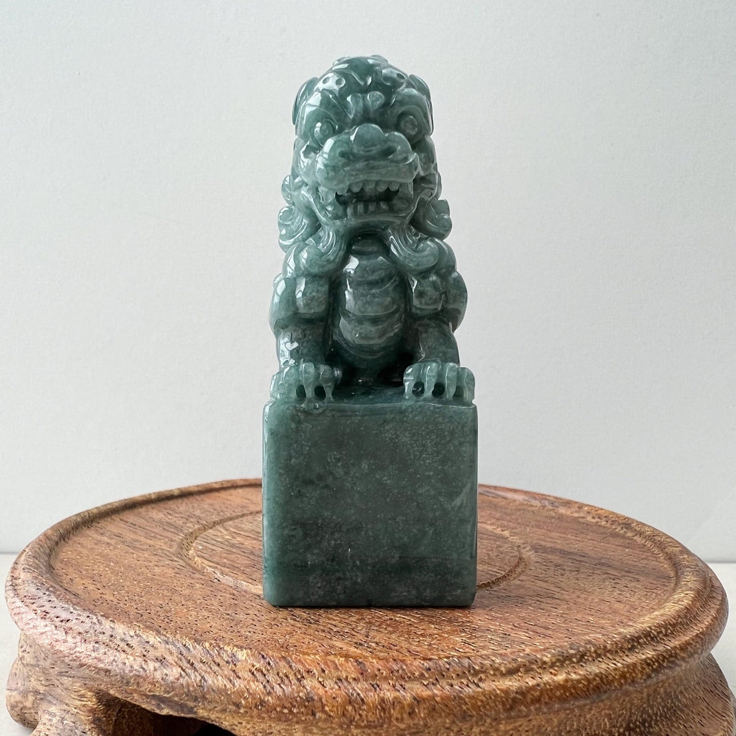 Jadeite Jade Lion, Foo Dog, Chinese Guardian Lion, Chinese Hand Carved Statue, Figurine, Display, Decoration, Green Jade,ZYF-1221-1646801224 - AriaDesignCollection