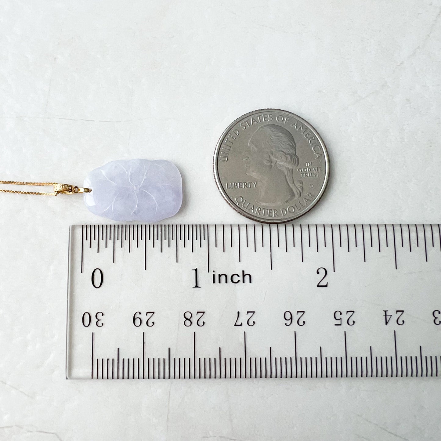 Small Purple Jade Flower Pendant, Jadeite Jade, 18K Gold Bail, Lavender, Pendant Necklace, FSX-1221-TXC37567 - AriaDesignCollection