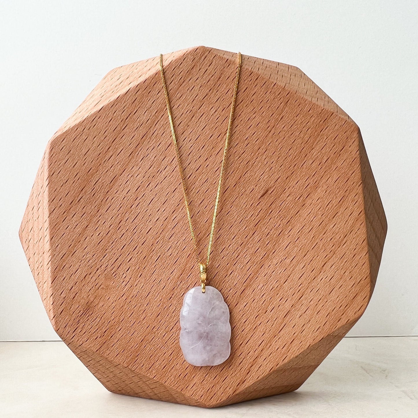 Small Purple Jade Flower Pendant, Jadeite Jade, 18K Gold Bail, Lavender, Pendant Necklace, FSX-1221-TXC37567 - AriaDesignCollection