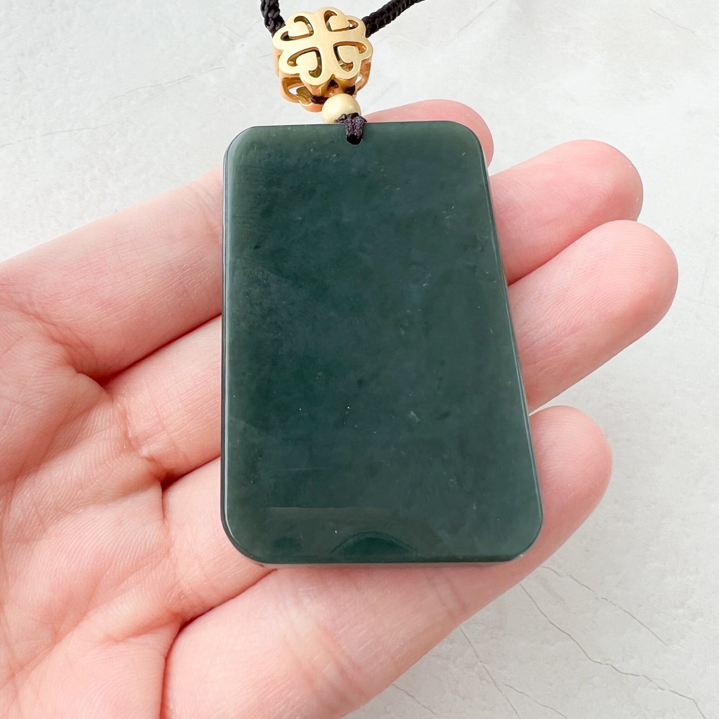 Nephrite Jade Tiger, Dark Green Jade, Chinese Zodiac Carved Pendant Necklace, NVN-1221-1646272324 - AriaDesignCollection