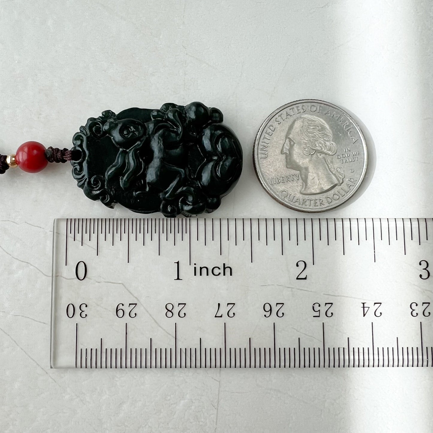 Dark Green Jade, Nephrite Jade, Rabbit Chinese Zodiac Carved Pendant Necklace, RM-1221-1646271830 - AriaDesignCollection