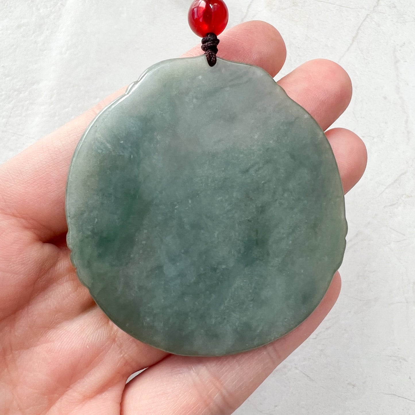 Jadeite Jade Amitabha Buddha Amita Amida Green Carved Pendant Necklace, YJ-1221-0279050 - AriaDesignCollection