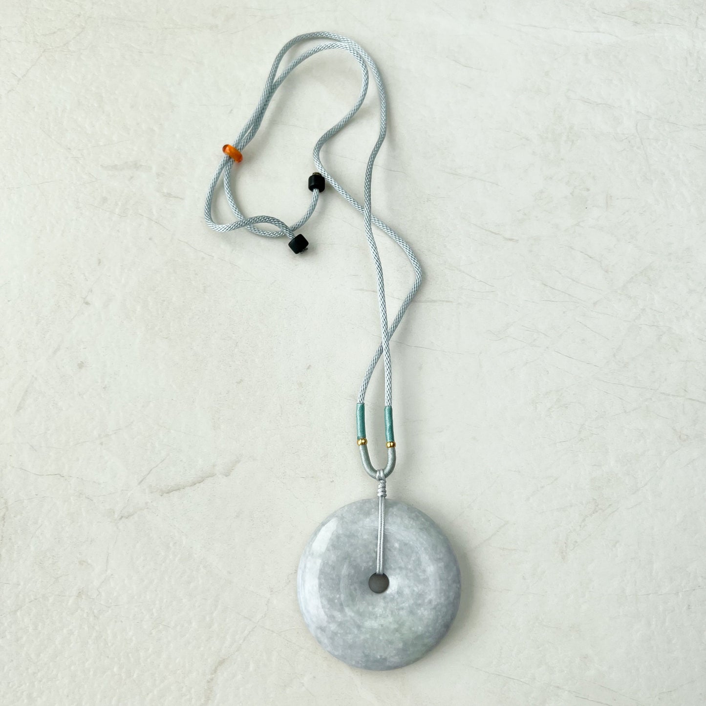 Large Light Purple Jadeite Jade Circle Donut Carved Necklace, XY-1221-1646191616 - AriaDesignCollection