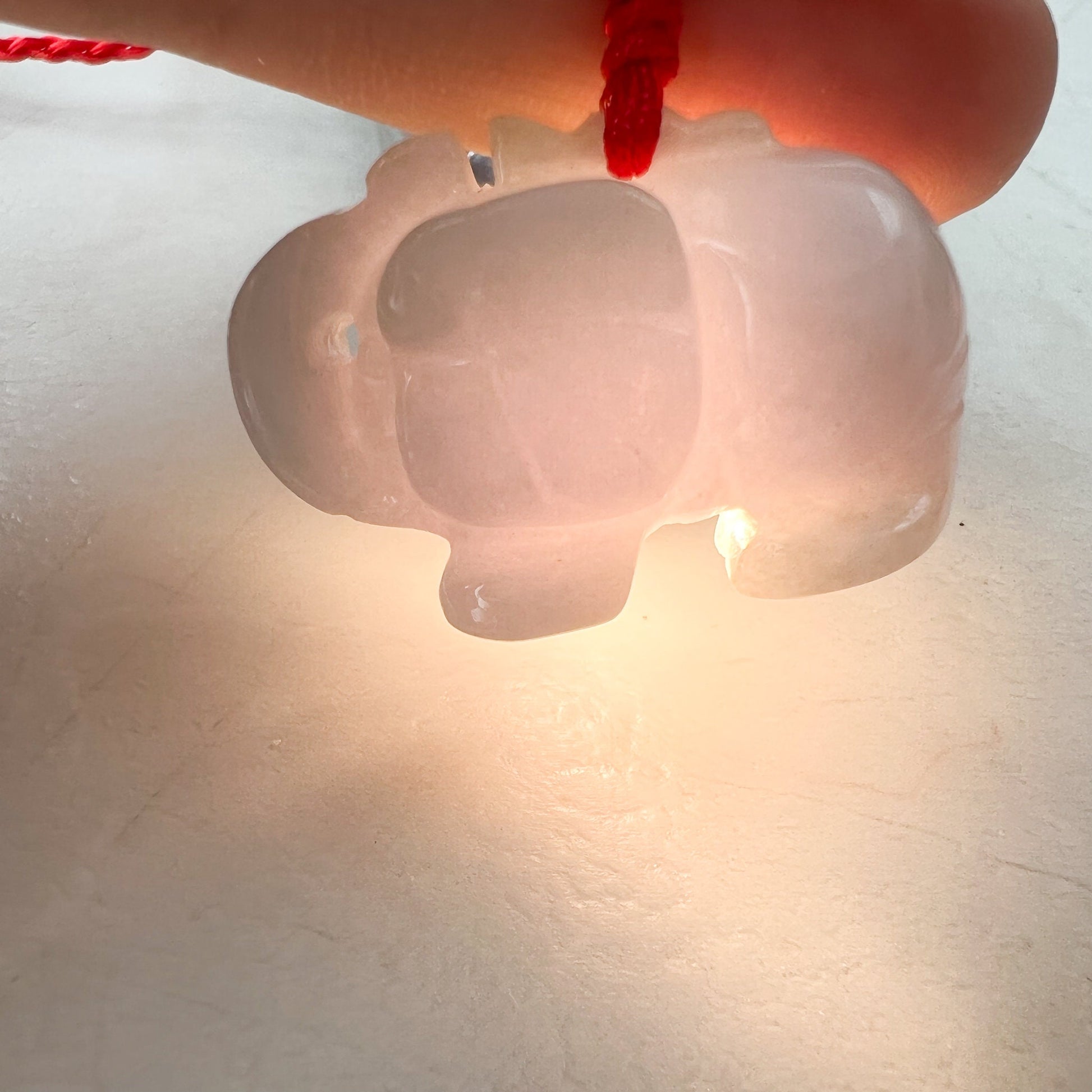 Jadeite Jade Elephant, Light White-Gray, Light Purple Carved Necklace, YW-0110-1646545346 - AriaDesignCollection