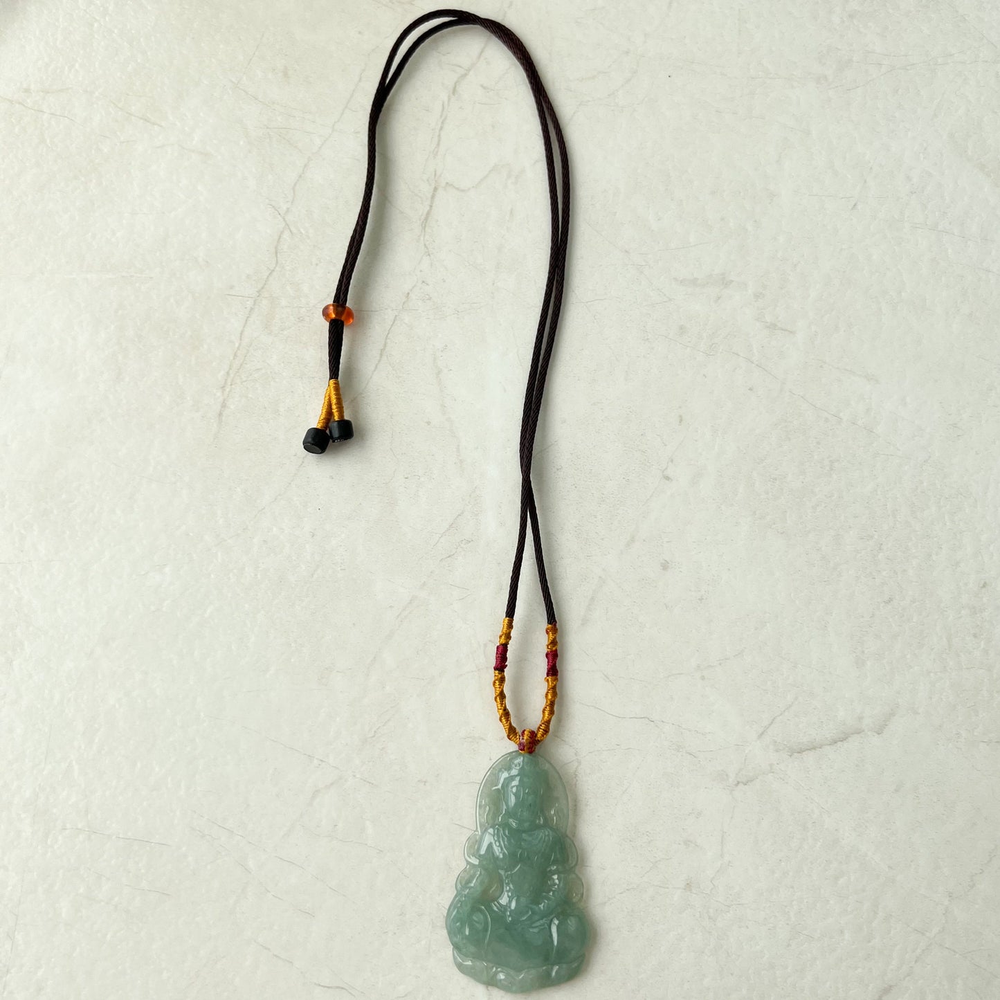 Jadeite Jade Guan Yin Avalokiteshvara Hand Carved Pendant Necklace, YJ-1221-0241350 - AriaDesignCollection