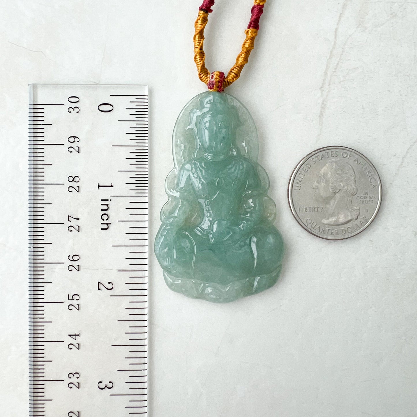 Jadeite Jade Guan Yin Avalokiteshvara Hand Carved Pendant Necklace, YJ-1221-0241350 - AriaDesignCollection