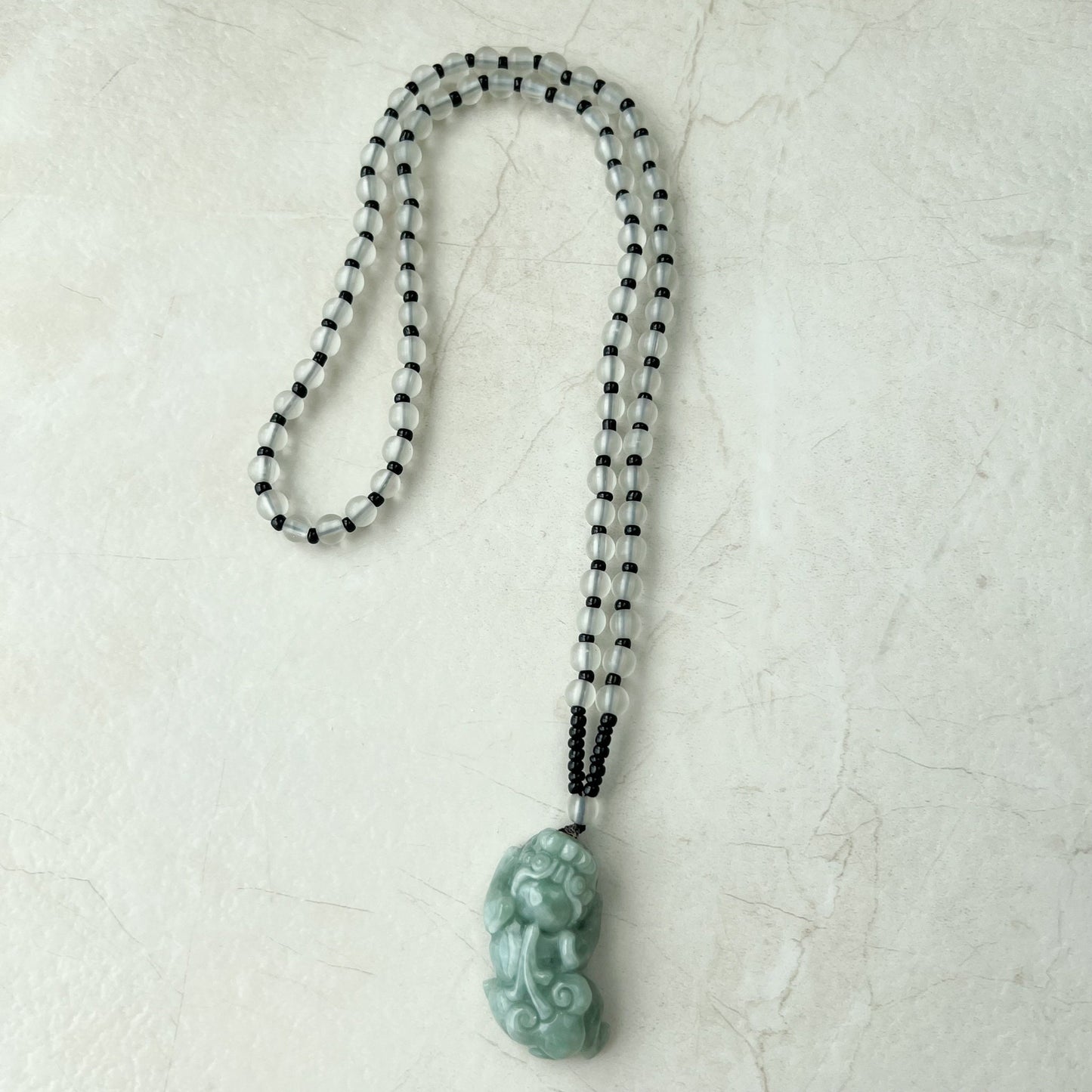 Green Jadeite Jade Dragon Pixiu Pi Xiu, Han Tu, Dragon Chinese Carved Pendant, YJ-1221-0268500 - AriaDesignCollection