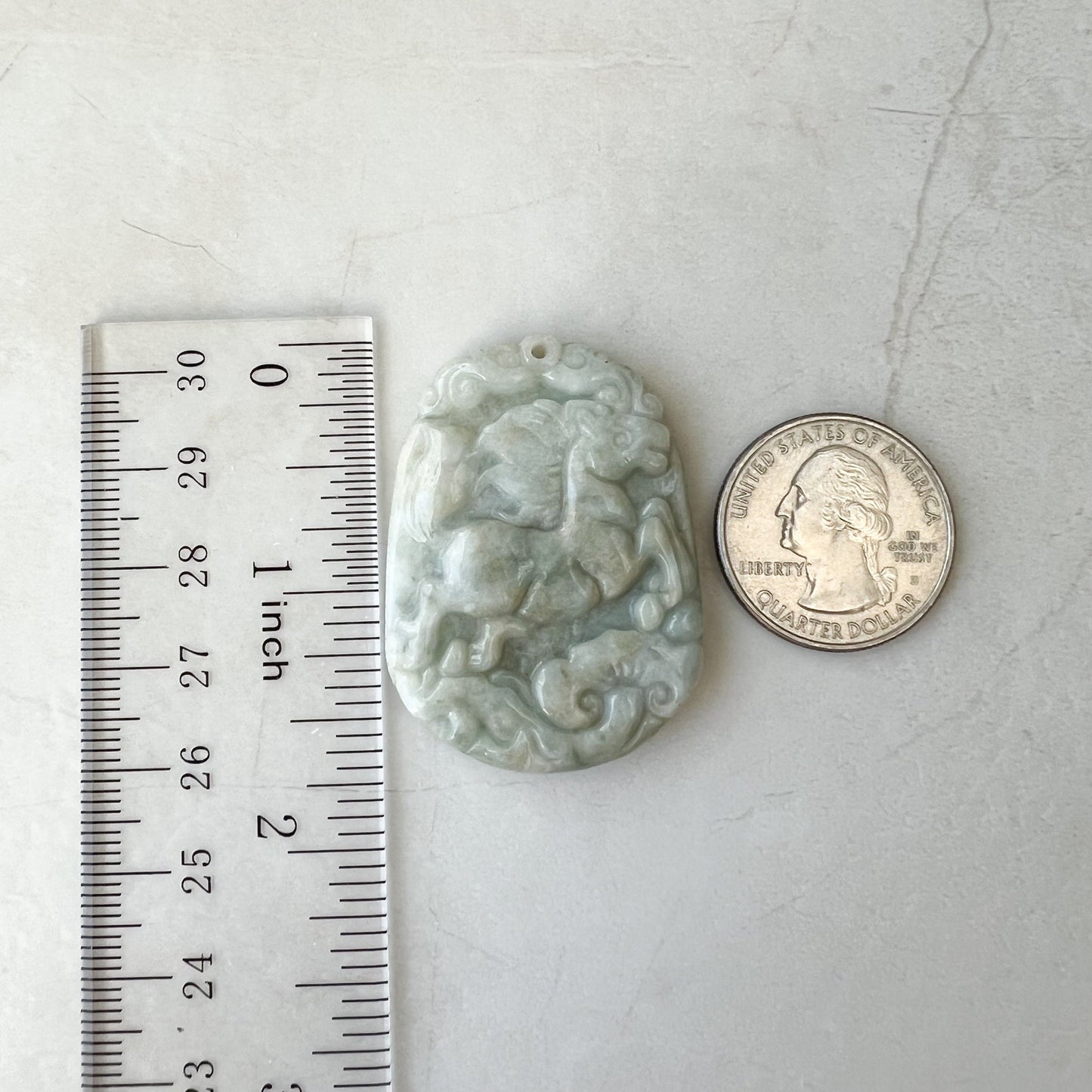 Horse Jade Chinese Zodiac Rustic Carved Pendant Necklace, YW-0321-1646161688 - AriaDesignCollection