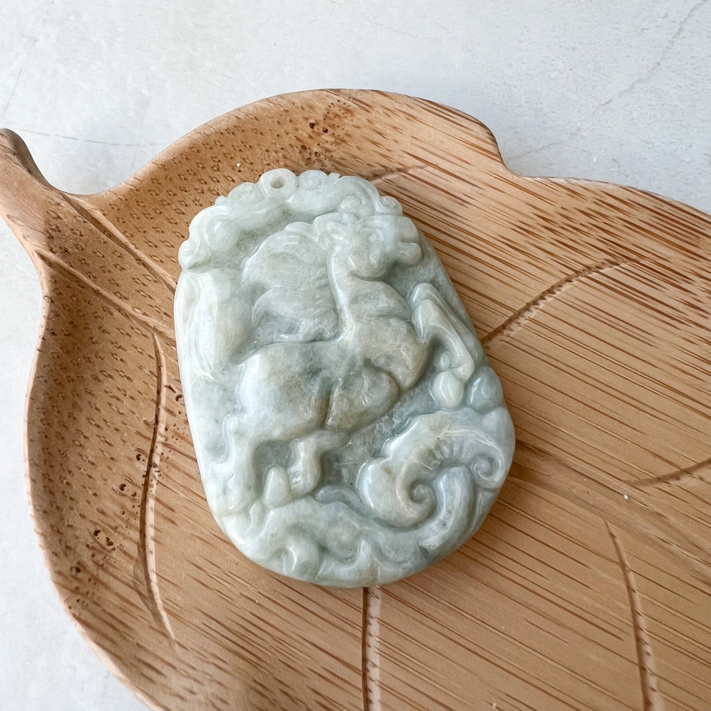 Horse Jade Chinese Zodiac Rustic Carved Pendant Necklace, YW-0321-1646161688 - AriaDesignCollection