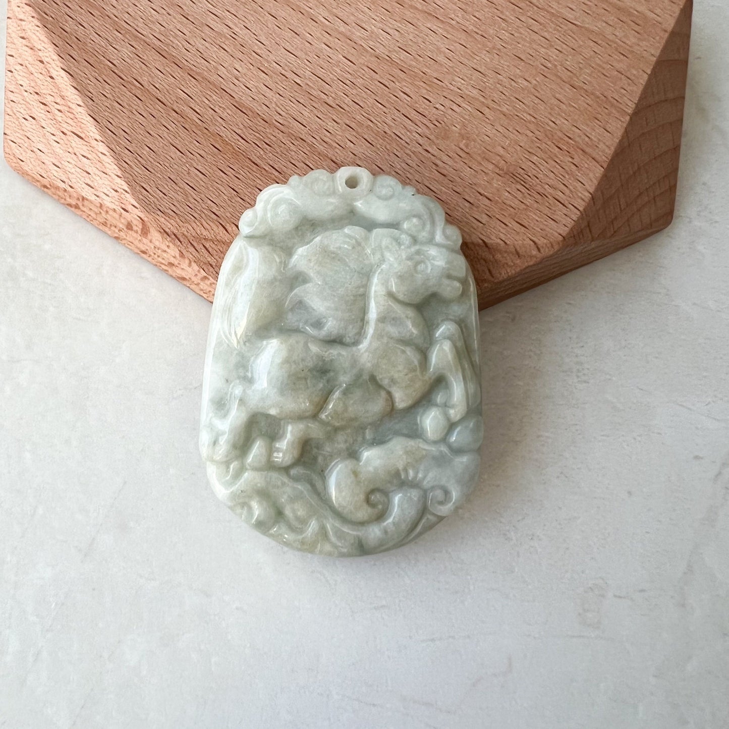 Horse Jade Chinese Zodiac Rustic Carved Pendant Necklace, YW-0321-1646161688 - AriaDesignCollection