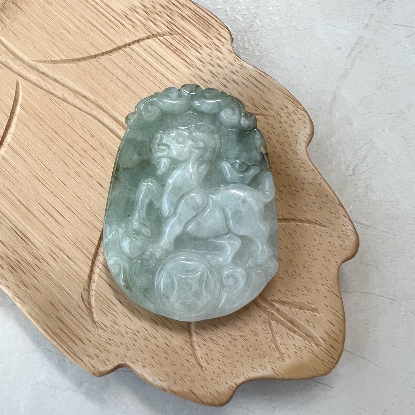 Jadeite Jade Sheep Goat Ram Chinese Zodiac Carved Pendant Necklace, YW-0321-1646161634 - AriaDesignCollection