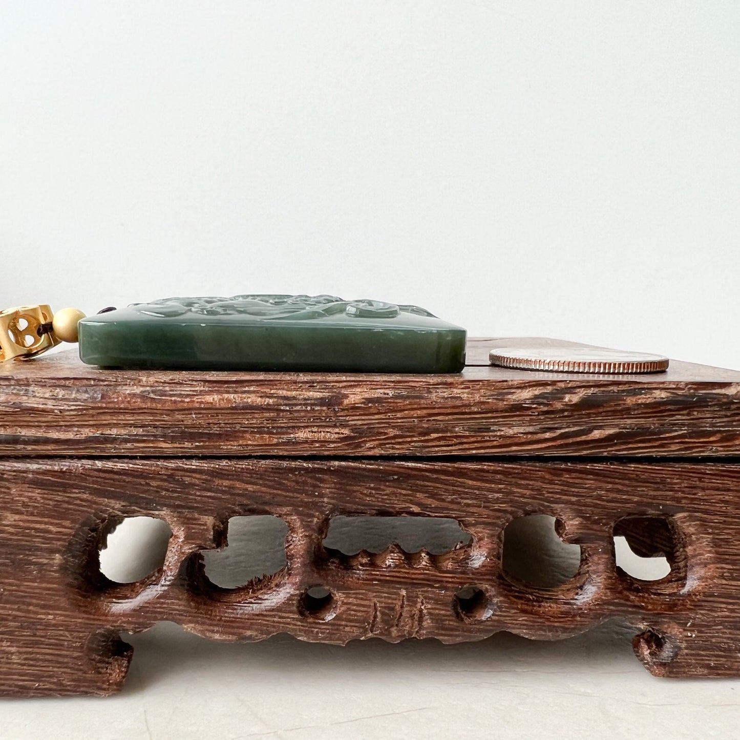 Nephrite Jade Tiger, Dark Green Jade, Chinese Zodiac Carved Pendant Necklace, NVN-1221-1646272324 - AriaDesignCollection