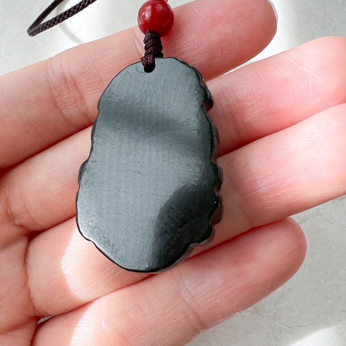 Dark Green Jade, Nephrite Jade, Rabbit Chinese Zodiac Carved Pendant Necklace, RM-1221-1646271830 - AriaDesignCollection