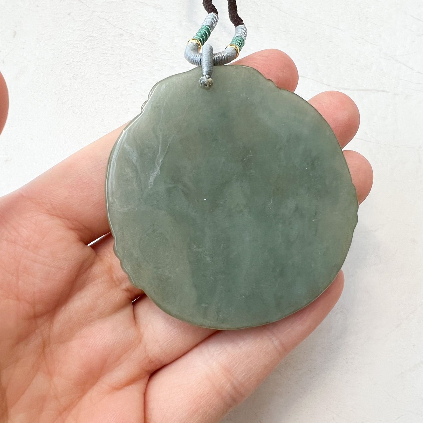Jadeite Jade Guan Yin Avalokiteshvara Hand Carved Pendant Necklace, YJ-1221-0279050 - AriaDesignCollection