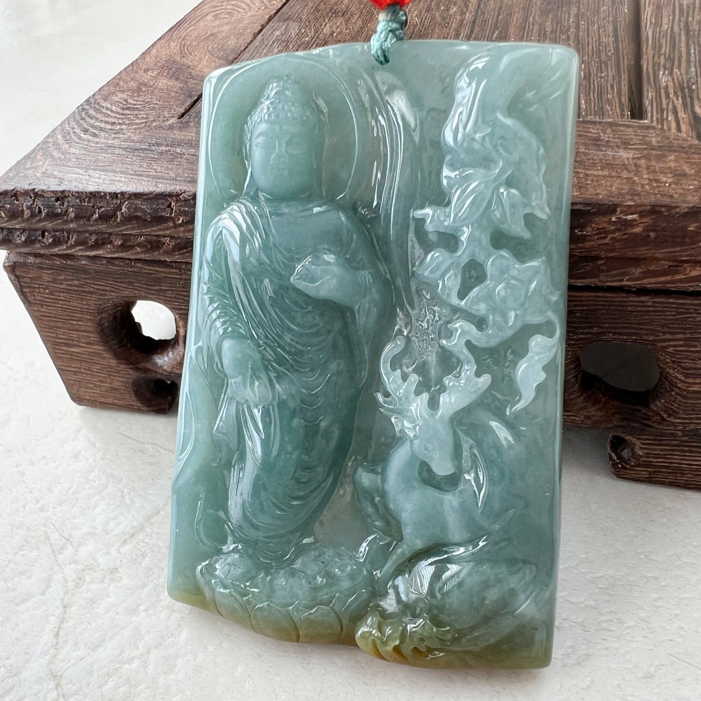 Jadeite Jade Vairocana Buddha Da Ri Ru Lai Carved Pendant Necklace, ZYF-0921-1646192222 - AriaDesignCollection