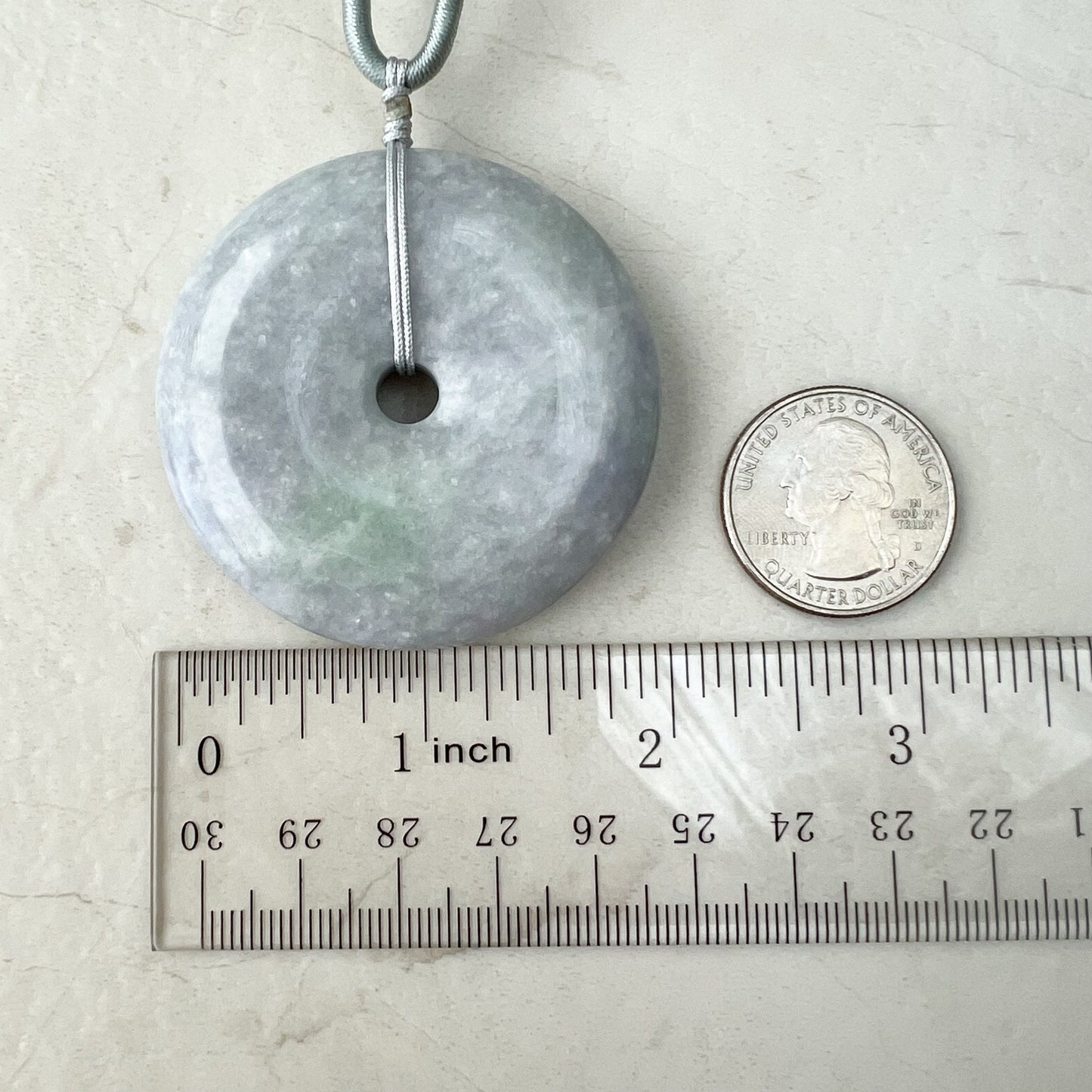 Large Light Purple Jadeite Jade Circle Donut Carved Necklace, XY-1221-1646191616 - AriaDesignCollection