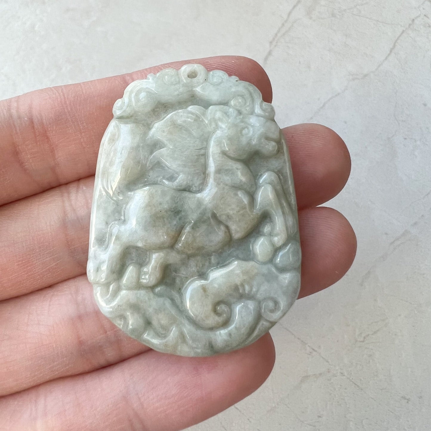 Horse Jade Chinese Zodiac Rustic Carved Pendant Necklace, YW-0321-1646161688 - AriaDesignCollection