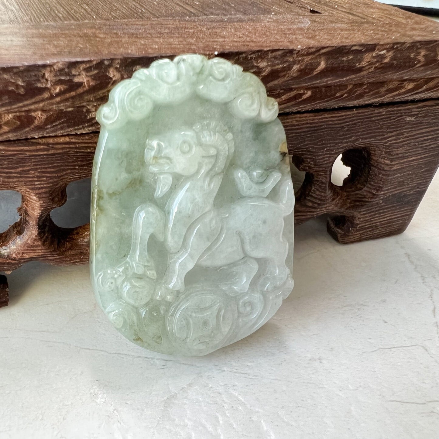 Jadeite Jade Sheep Goat Ram Chinese Zodiac Carved Pendant Necklace, YW-0321-1646161634 - AriaDesignCollection