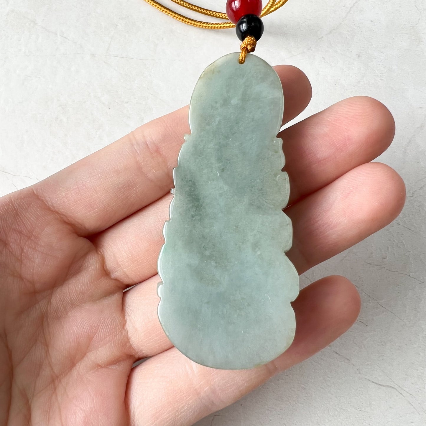 Green Jadeite Jade Guan Yin Avalokiteshvara Hand Carved Pendant Necklace, YJ-1221-0235513 - AriaDesignCollection