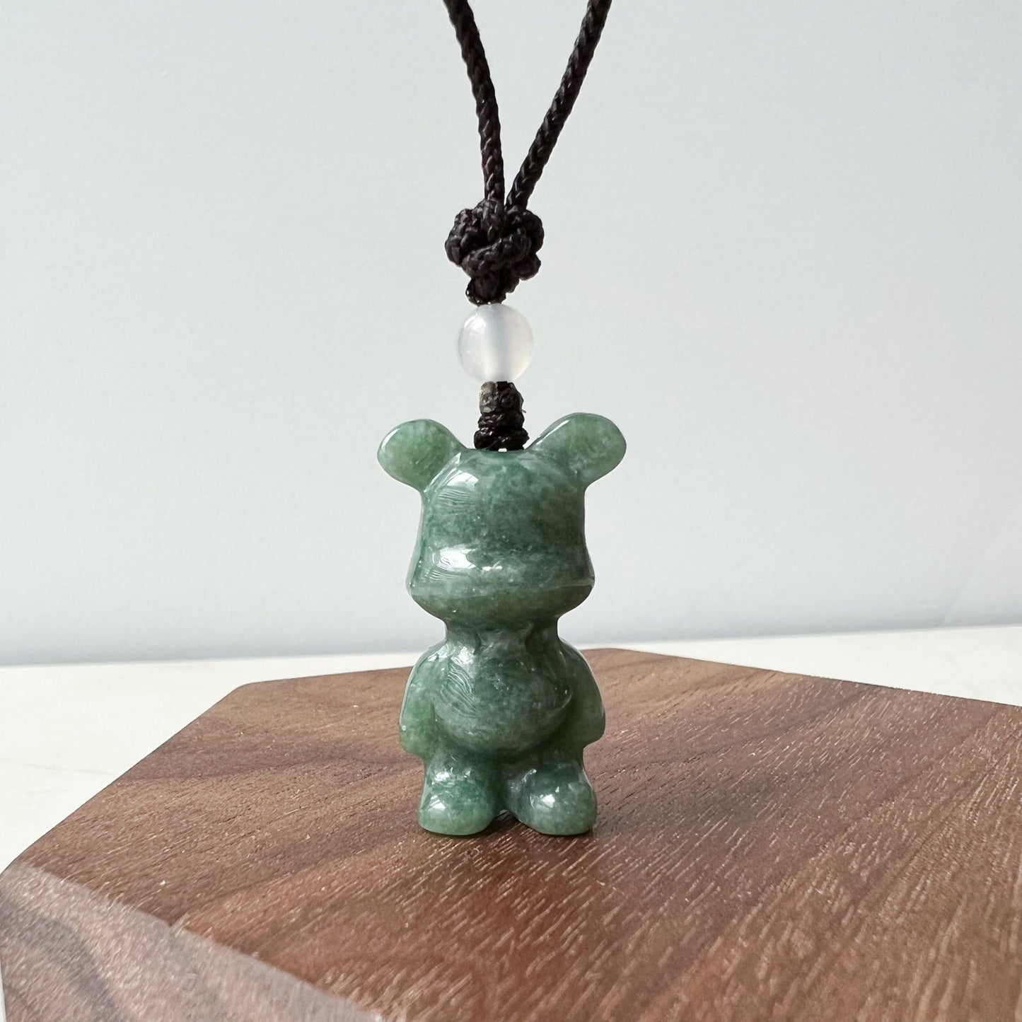 Jadeite Jade Teddy Bear Hand Carved Necklace, SHWQ-0322-1646849374 - AriaDesignCollection