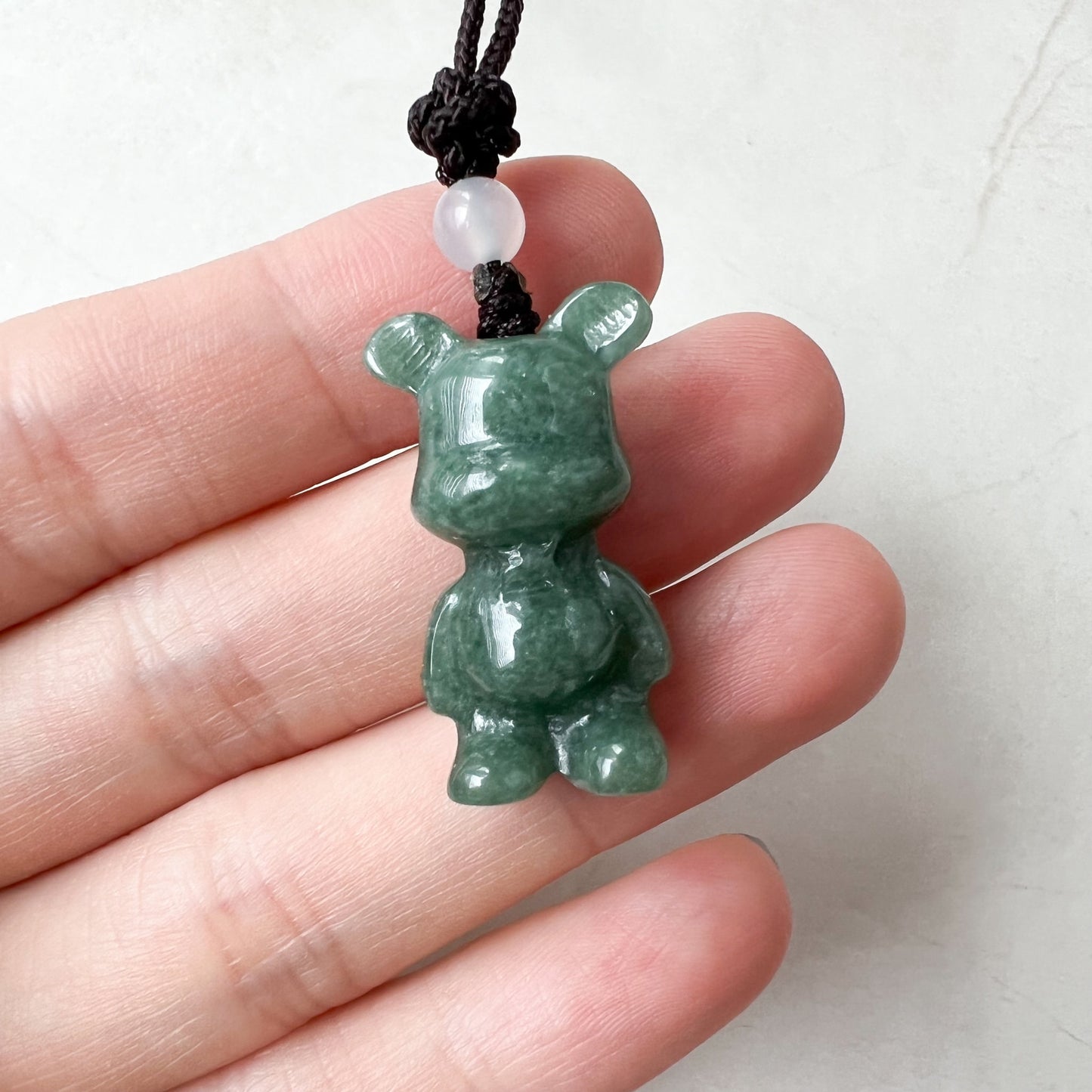 Jadeite Jade Teddy Bear Hand Carved Necklace, SHWQ-0322-1646849374 - AriaDesignCollection