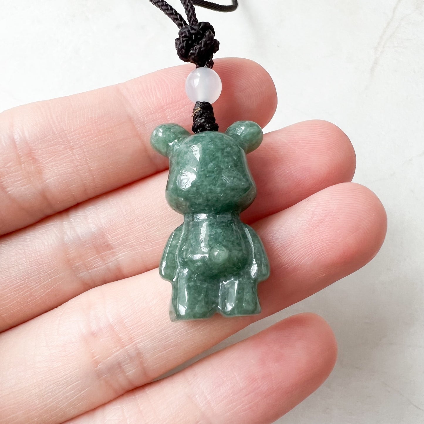 Jadeite Jade Teddy Bear Hand Carved Necklace, SHWQ-0322-1646849374 - AriaDesignCollection