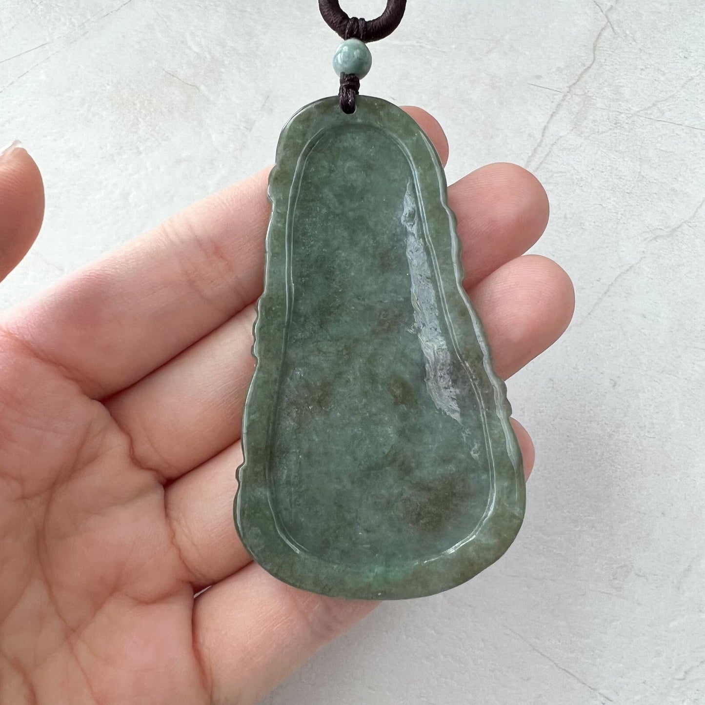 Jadeite Jade Guan Yin Avalokiteshvara and Dragon Carved Pendant Necklace, Quan Am, YJ-1221-0279115 - AriaDesignCollection
