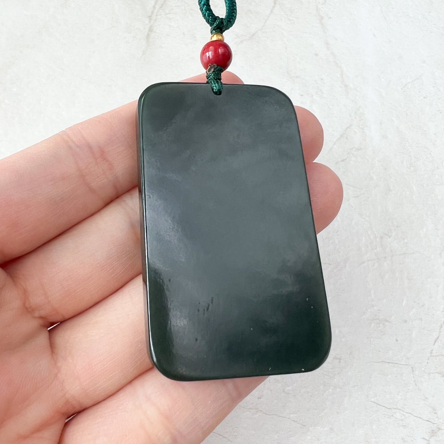 Dark Green Black Nephrite Jade Happy Laughing Buddha Necklace, SY-1221-1647872375 - AriaDesignCollection
