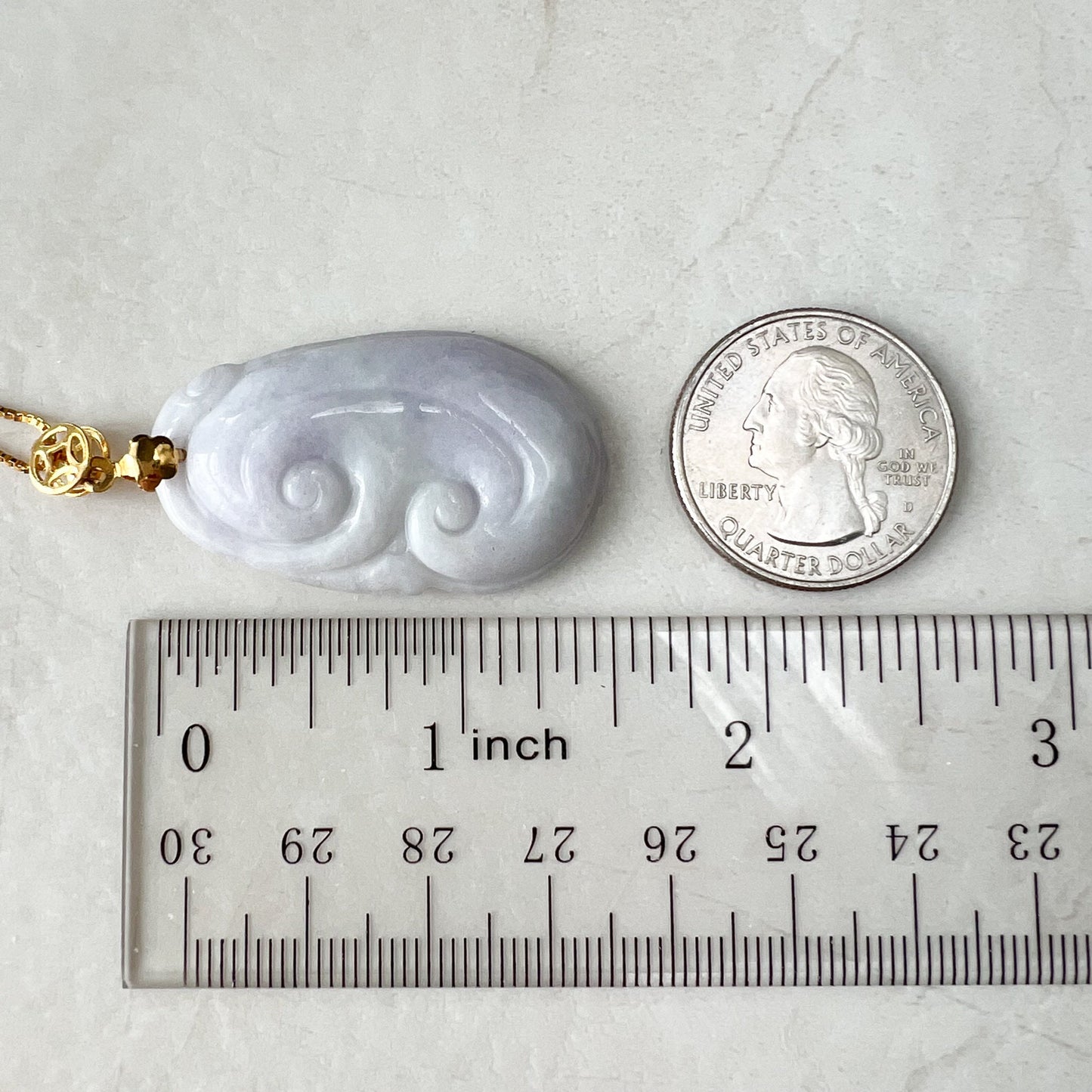 Light Purple Jadeite Jade Ruyi Ru Yi, 如意, Gold Plated Bail, Sterling Silver Necklace, CGZ-0921-1648247701 - AriaDesignCollection