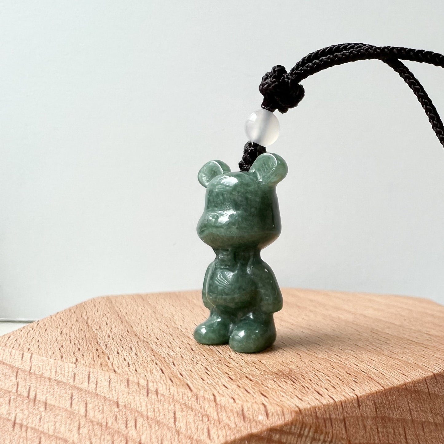 Jadeite Jade Teddy Bear Hand Carved Necklace, SHWQ-0322-1646849374 - AriaDesignCollection