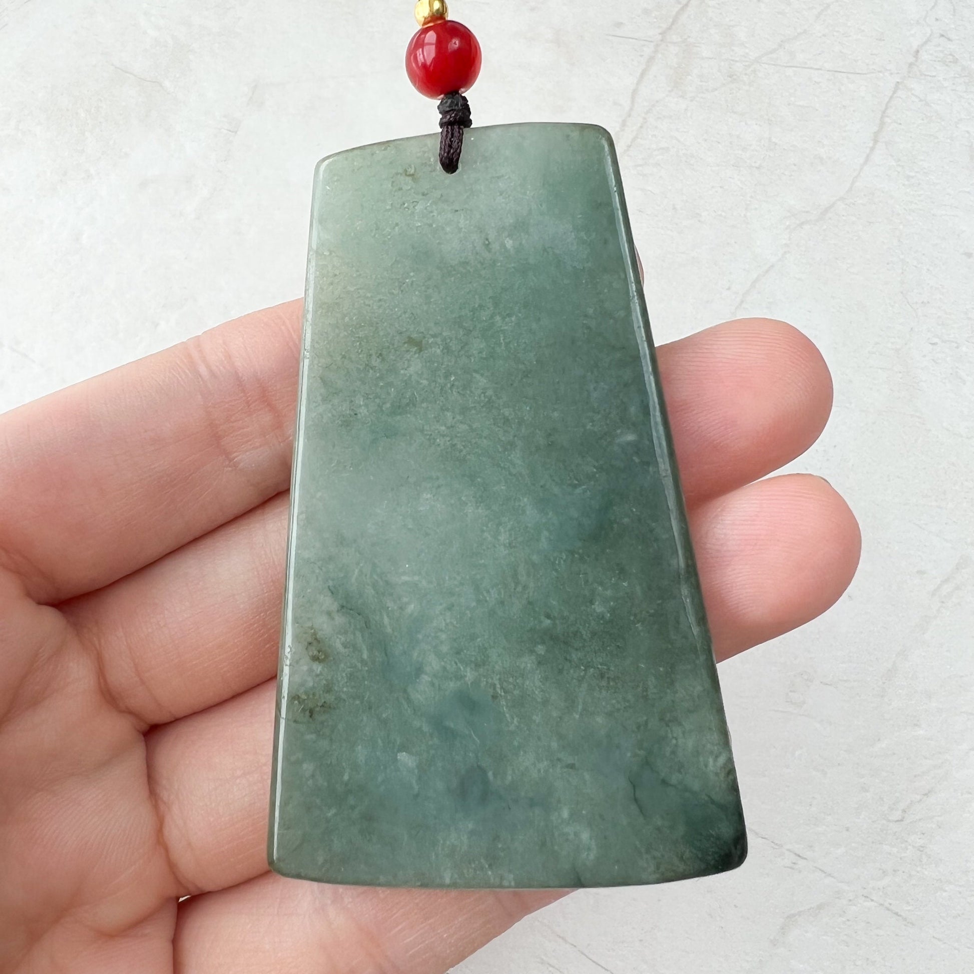Large Green Jadeite Jade Guan Yu Guan Gong, 关羽, 关公, Carved Pendant Necklace, YJ-1221-0279103 - AriaDesignCollection