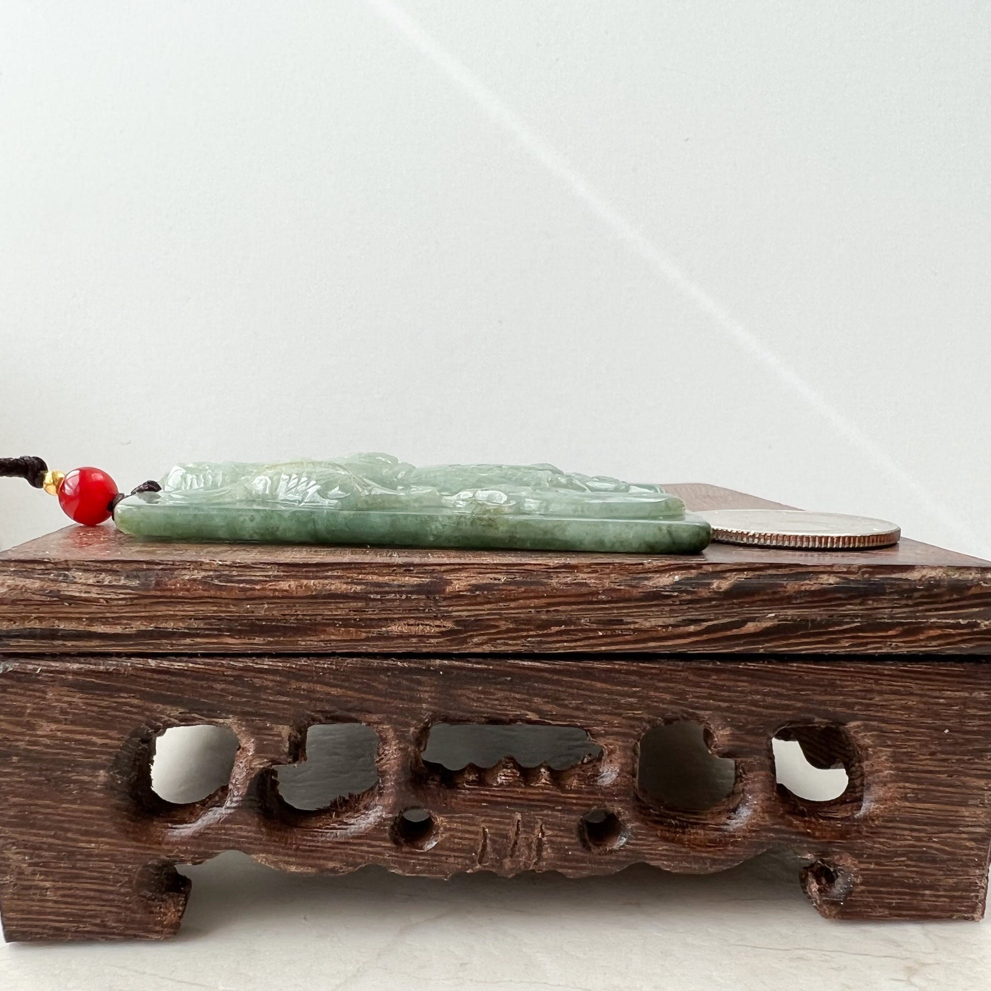 Large Green Jadeite Jade Guan Yu Guan Gong, 关羽, 关公, Carved Pendant Necklace, YJ-1221-0279103 - AriaDesignCollection